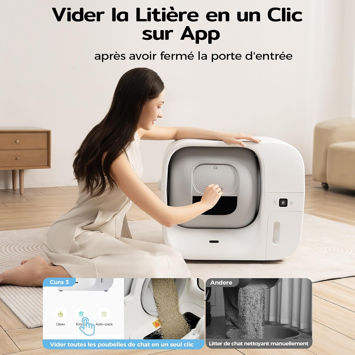 Capteurs de sécurité TÜV intégrés à la litière Cura3, détail technique.