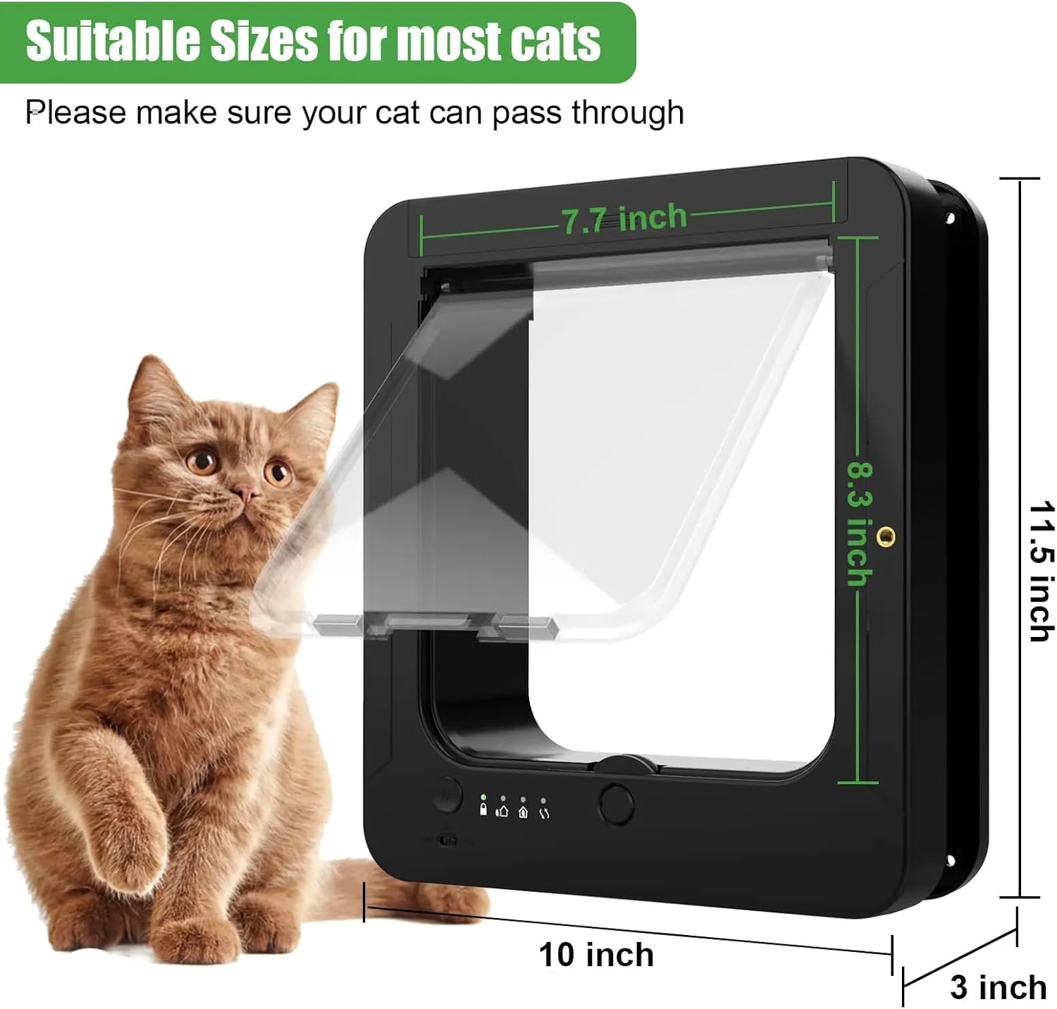 Porte de chat électronique avec capteur RFID installée sur une porte blanche