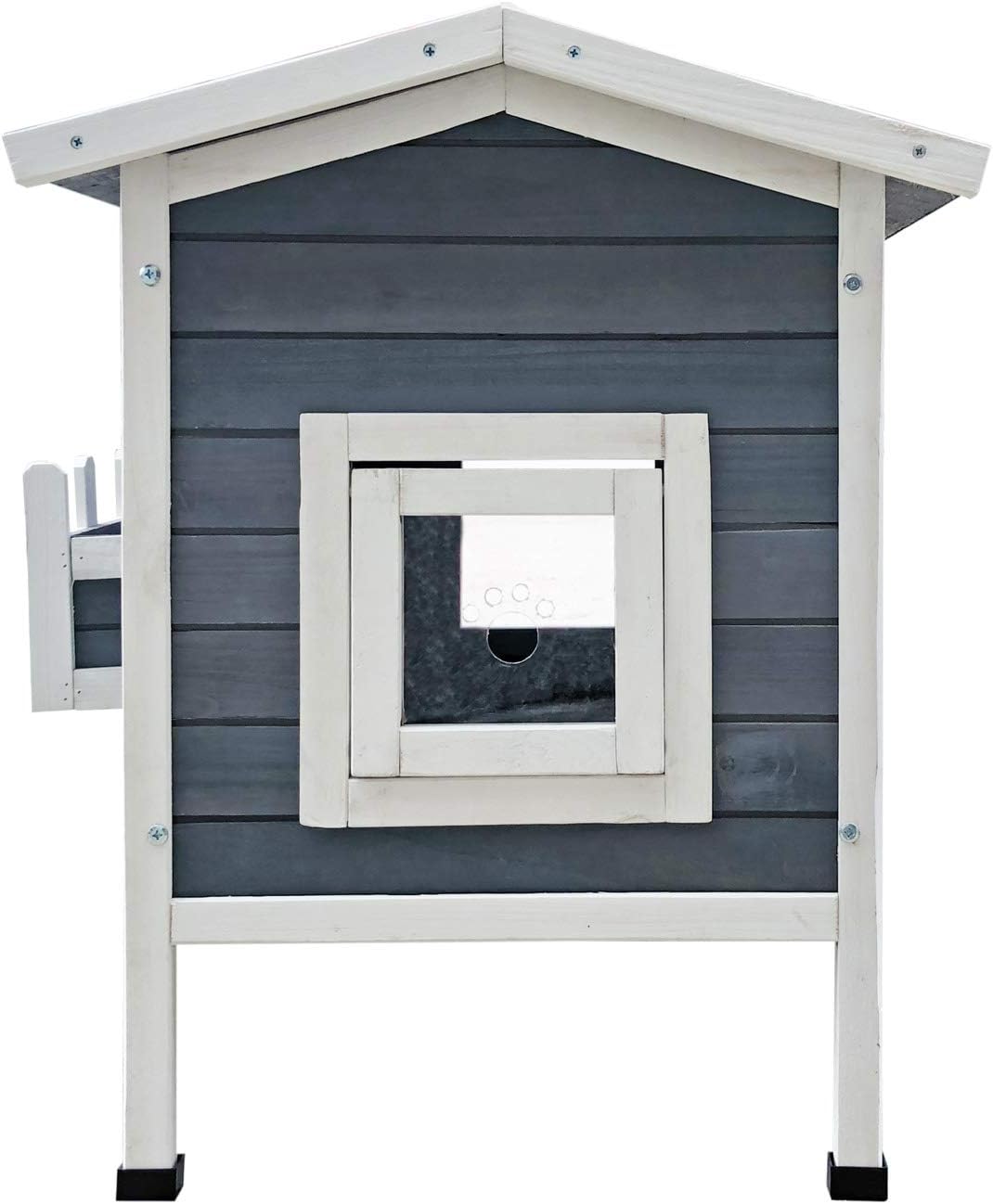 Maisonnette WilTec en bois avec terrasse et pavillon pour chat