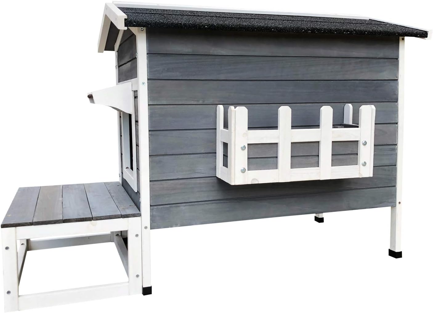 Détail du toit bitumé imperméable de la cabane pour chat