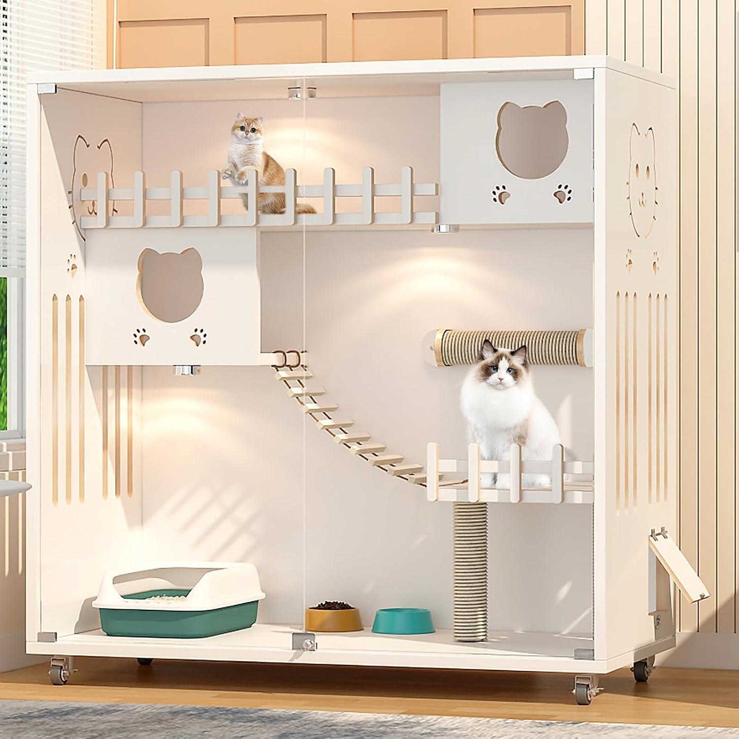 Maison Extérieure Pour Chat Divit KH74 - Cabane En Bois Isolante Pour Hiver