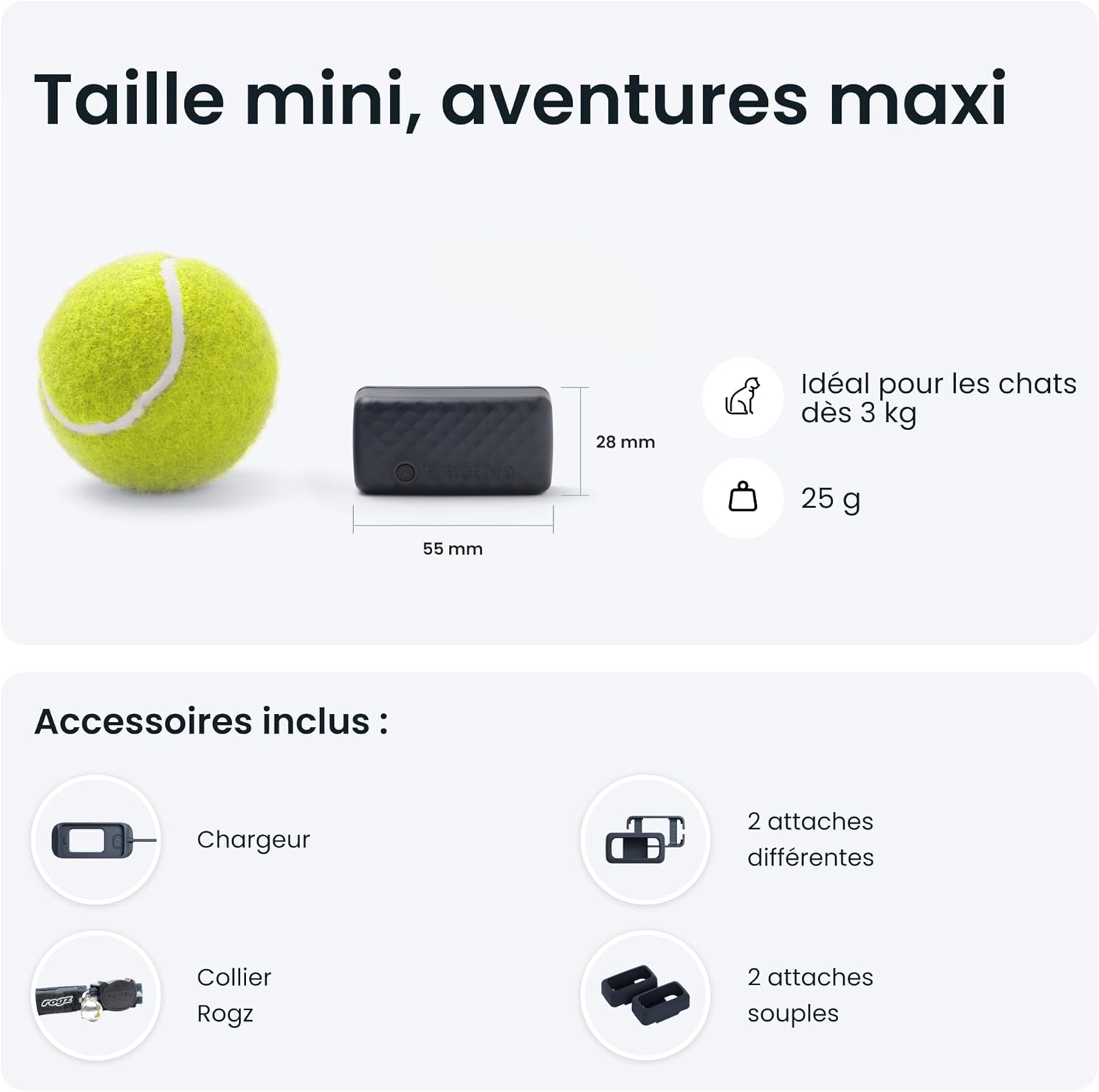 Application mobile Tractive affichant la localisation en direct du chat