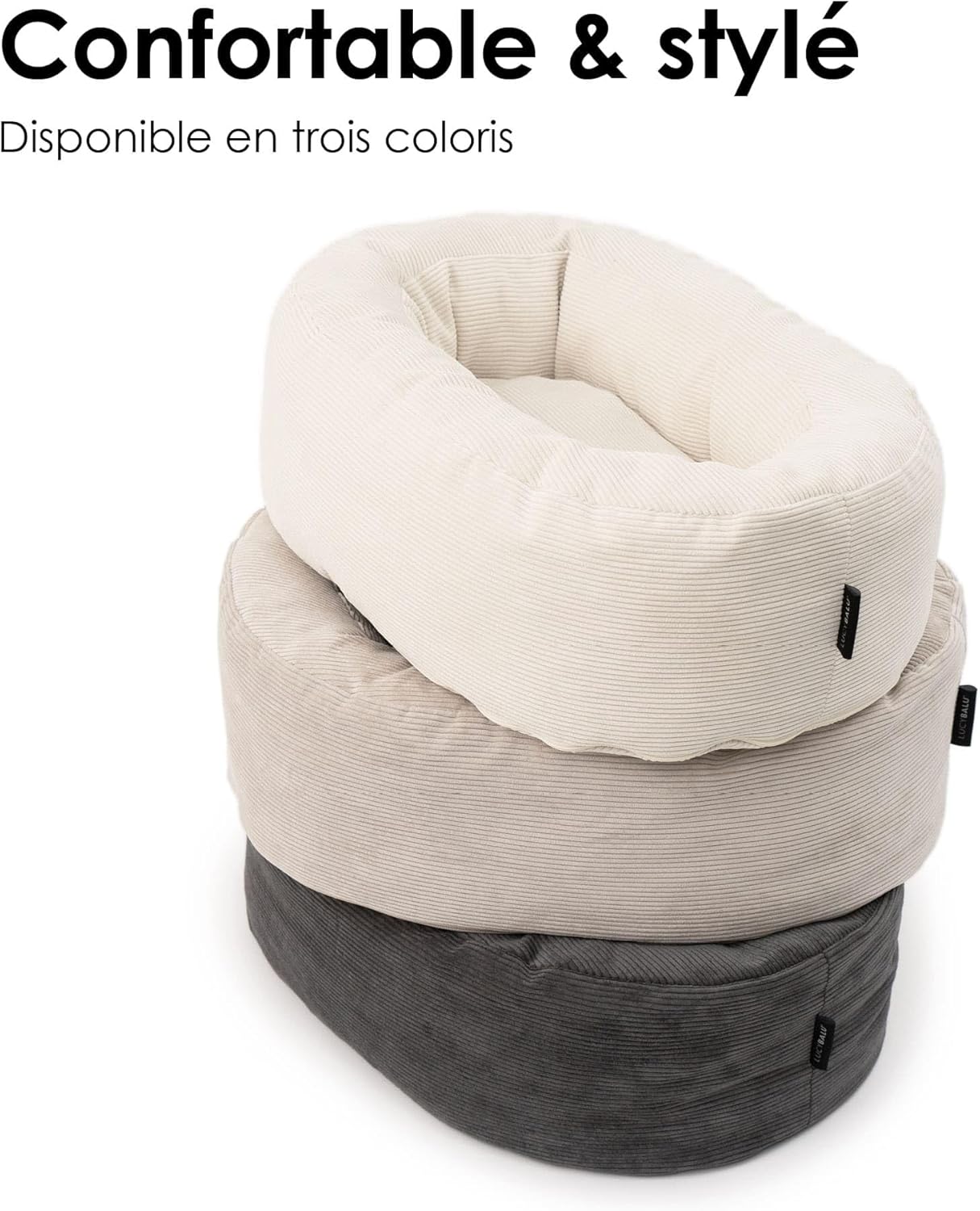 Détail du velours côtelé doux à l’intérieur du panier pour chat