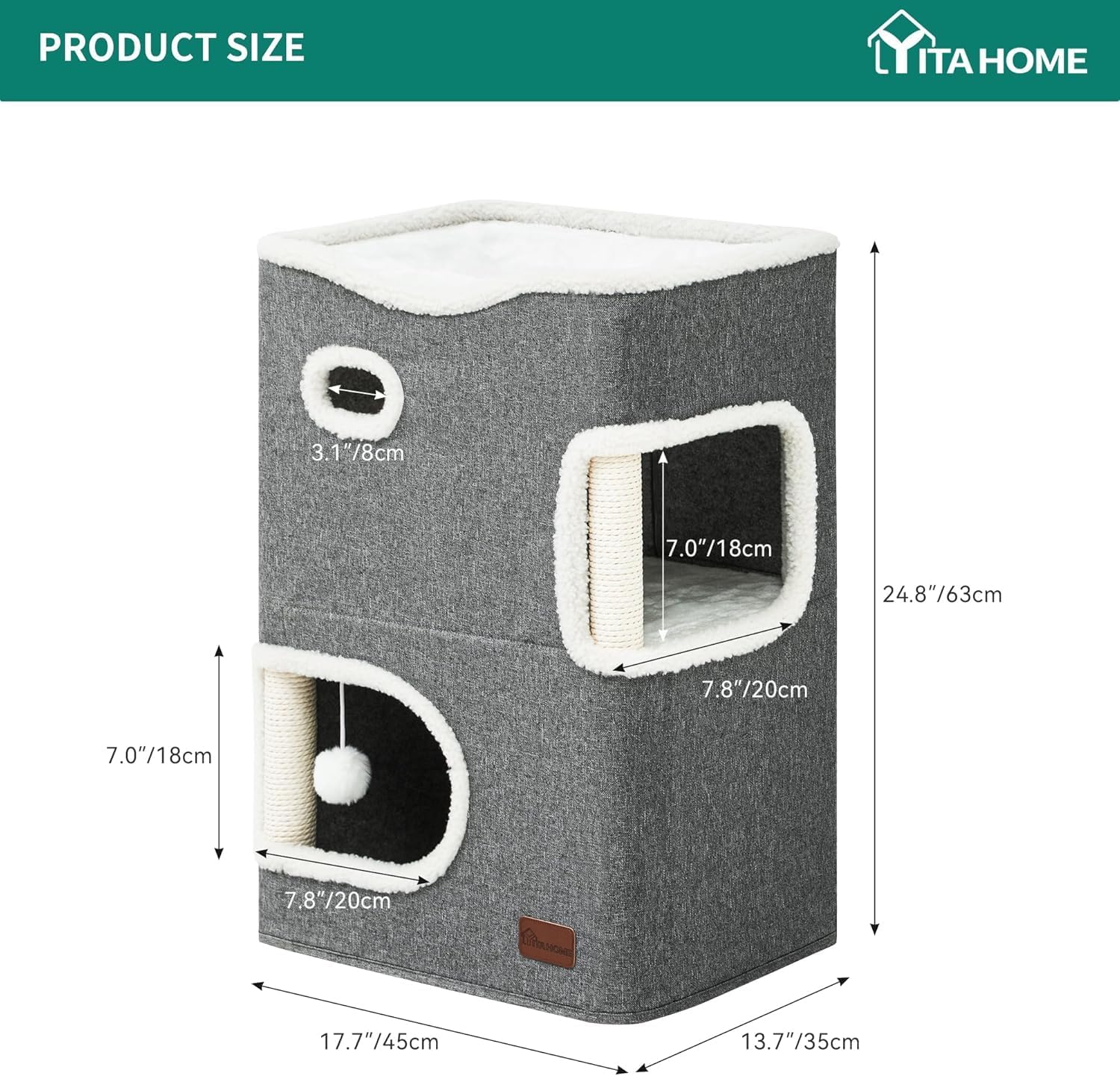 Maison pour chat YITAHOME 3 niveaux avec hamac et griffoirs