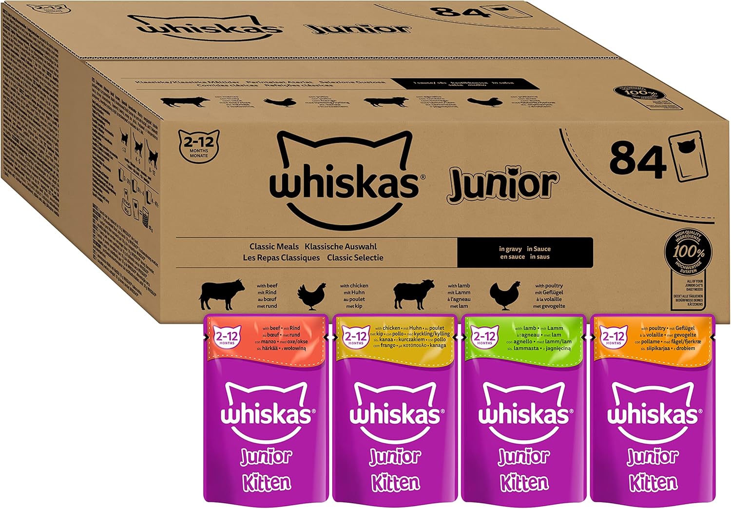 Lot de 84 sachets fraîcheur WHISKAS Junior pour chaton