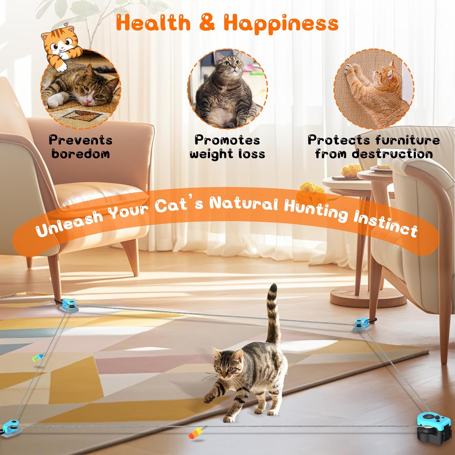 Chat en pleine séance de jeu actif avec le jouet ITSHINY