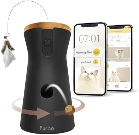 Interface mobile de l’application Furbo avec suivi du chat