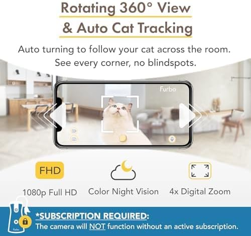 Interface mobile de l’application Furbo avec suivi du chat