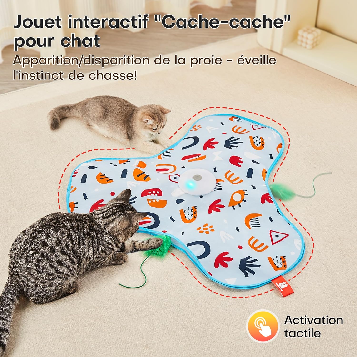 Activation tactile et modes réglables du jouet électronique Potaroma pour chat