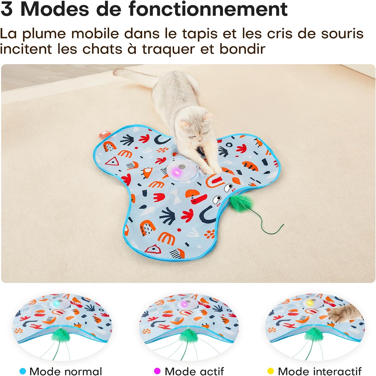 Détail du tapis double épaisseur du jouet interactif Potaroma pour chaton et chat adulte
