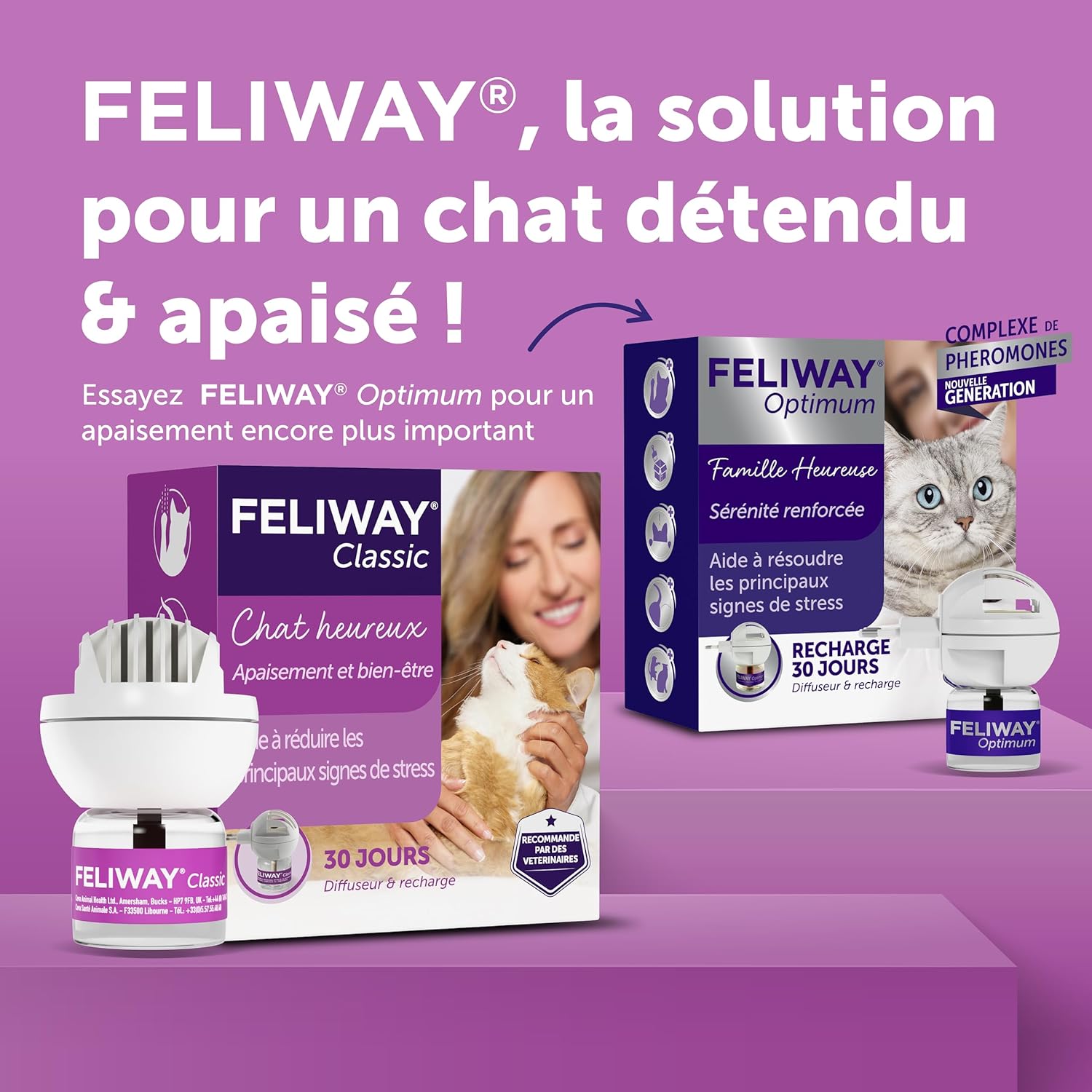 Kit complet FELIWAY Classic : diffuseur et recharge anti-stress pour chats.