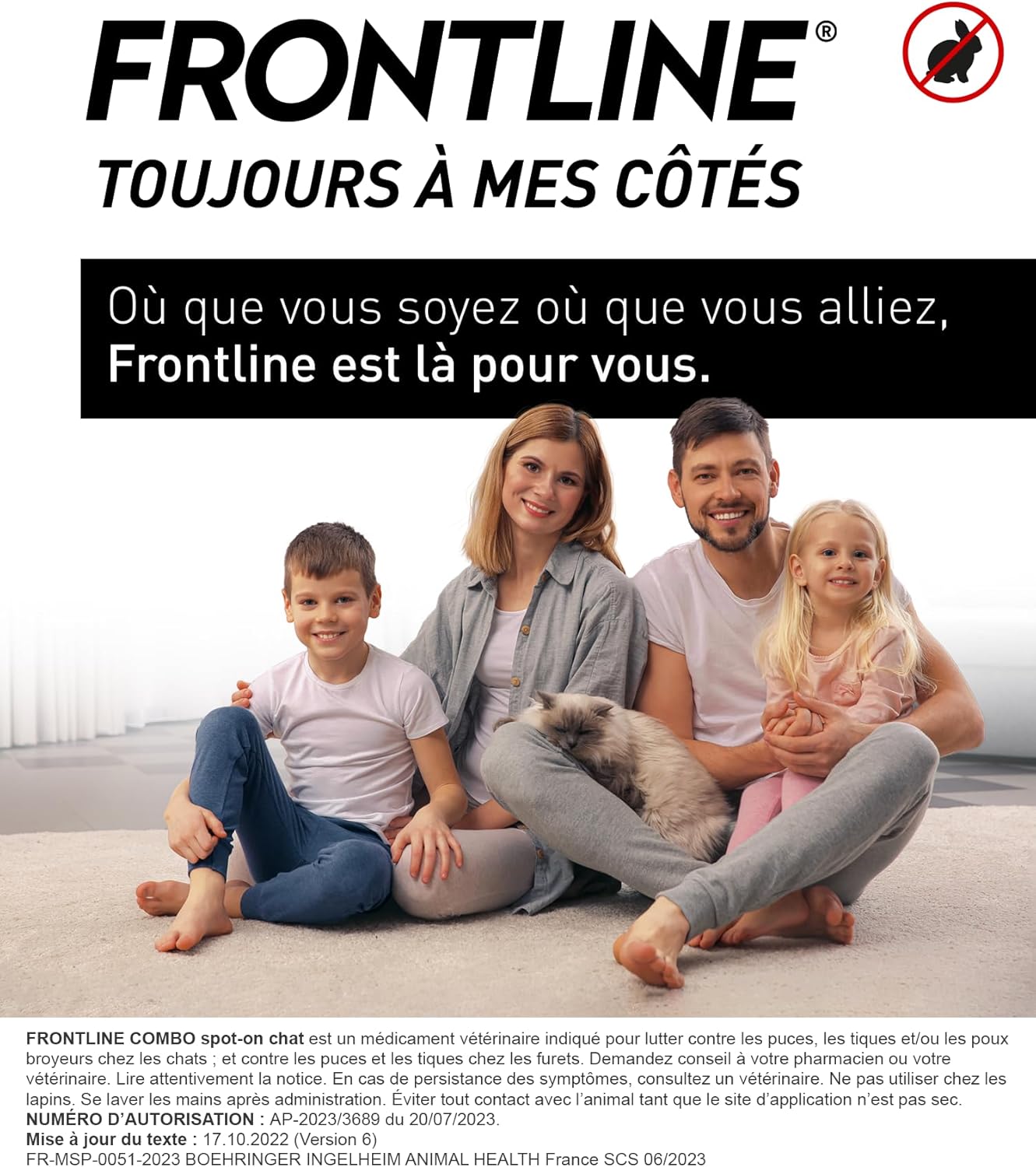 Emballage FRONTLINE Combo Chat 6 pipettes antiparasitaires contre puces et tiques.