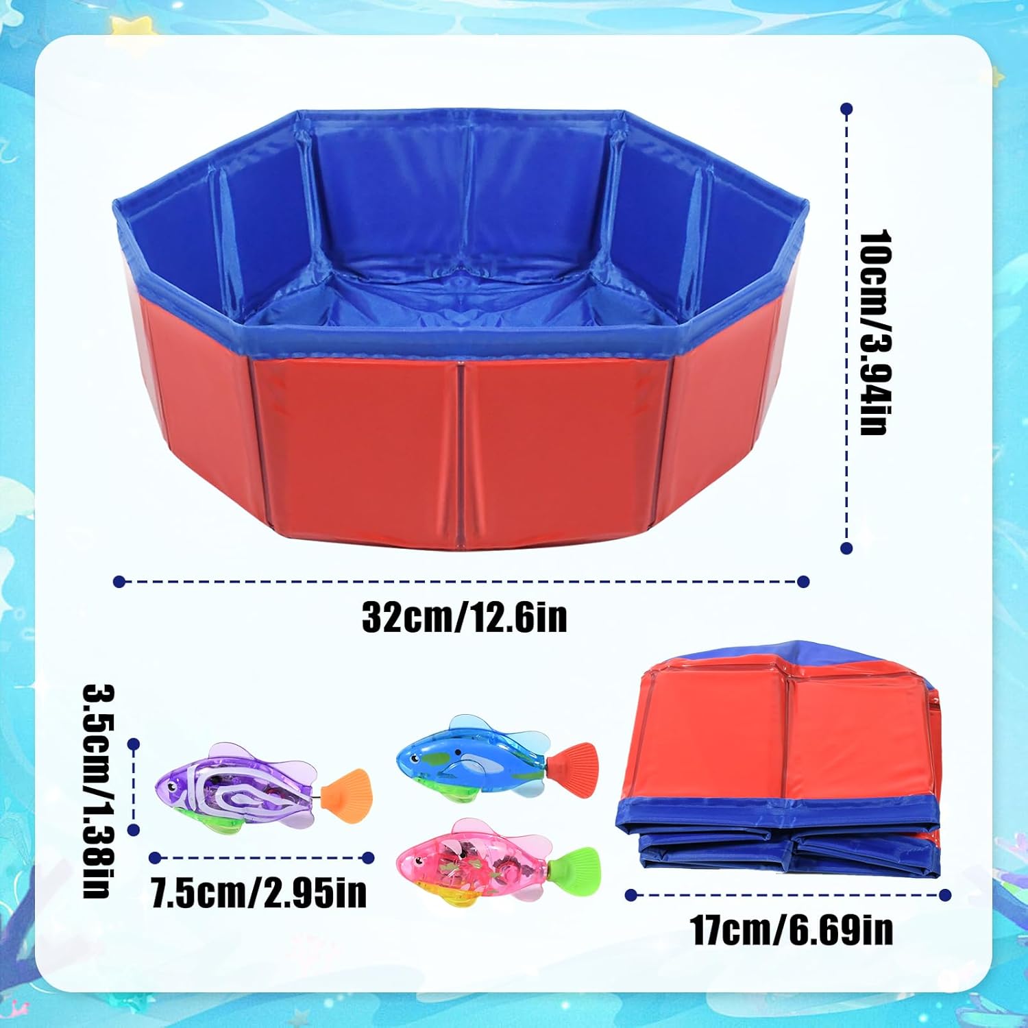 Piscine pour chat Esoes avec jouets aquatiques LED installée dans un salon moderne
