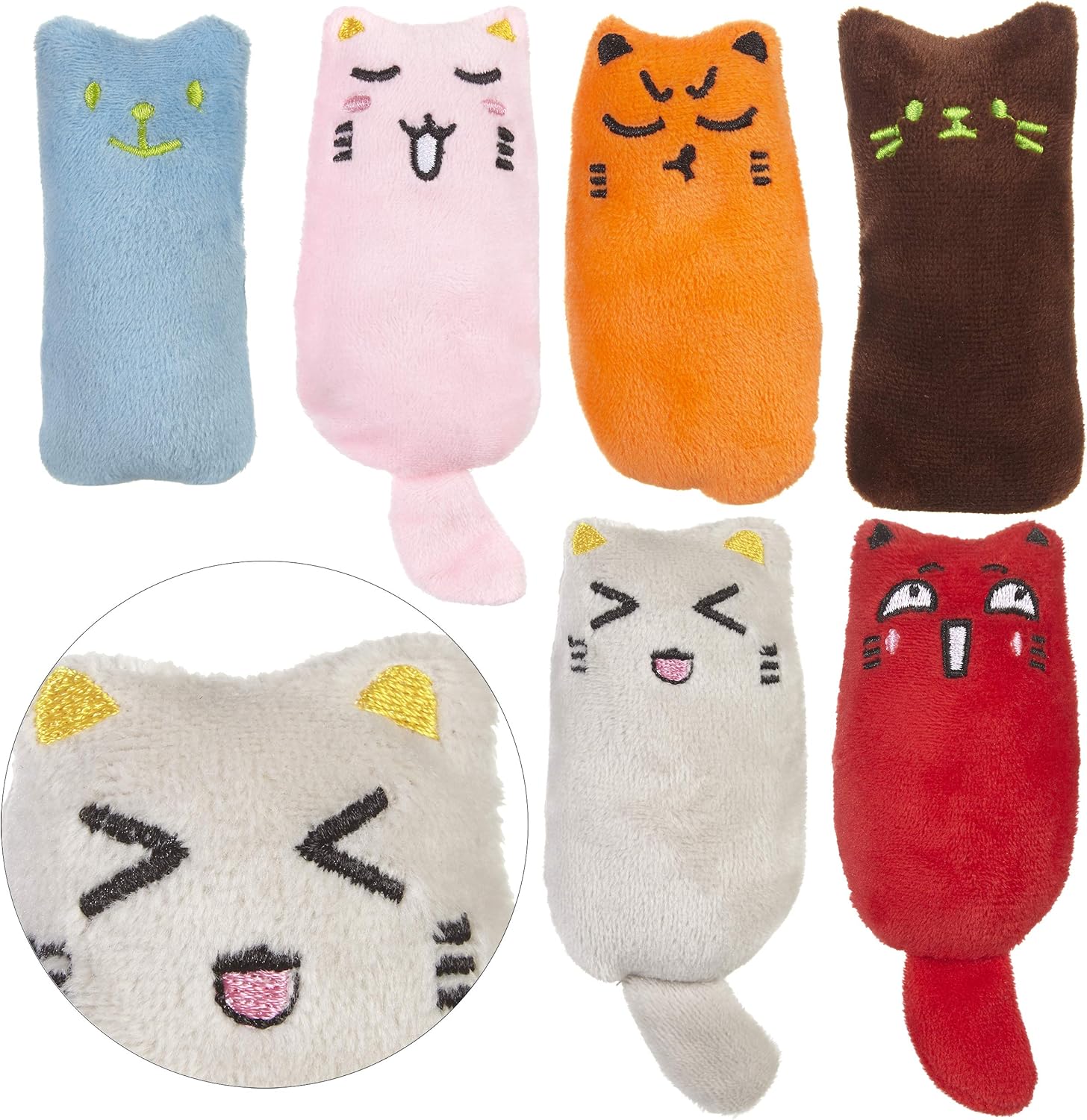Lot de 6 peluches multicolores d’herbe à chat, prêtes à stimuler le jeu des petits chats