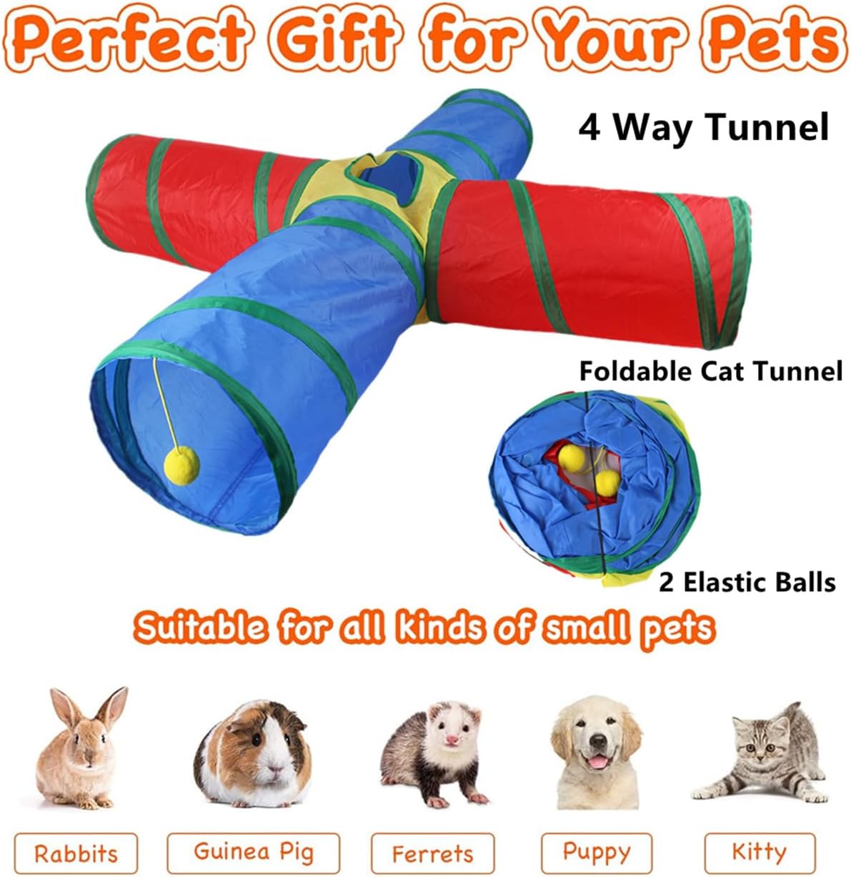 Lapin nain explorant avec curiosité le tunnel coloré Hjkiopc dans un jardin sécurisé