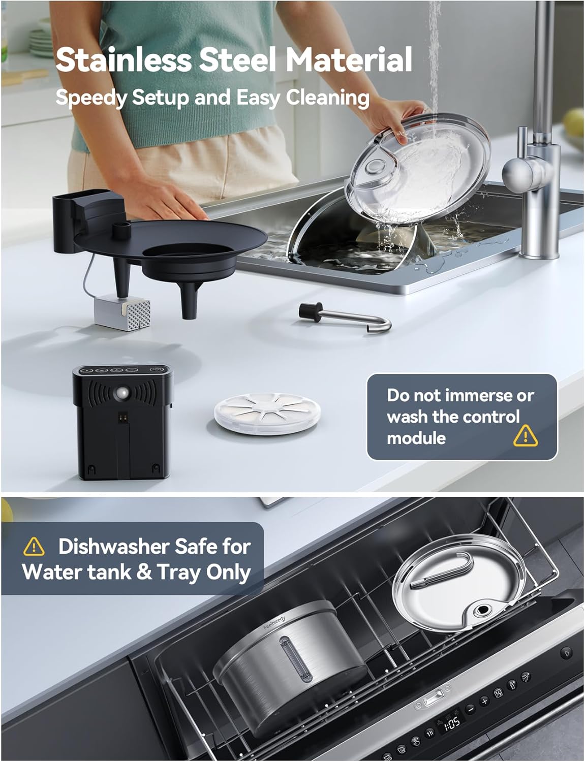 Fontaine FEELNEEDY en acier inox design moderne pour chat