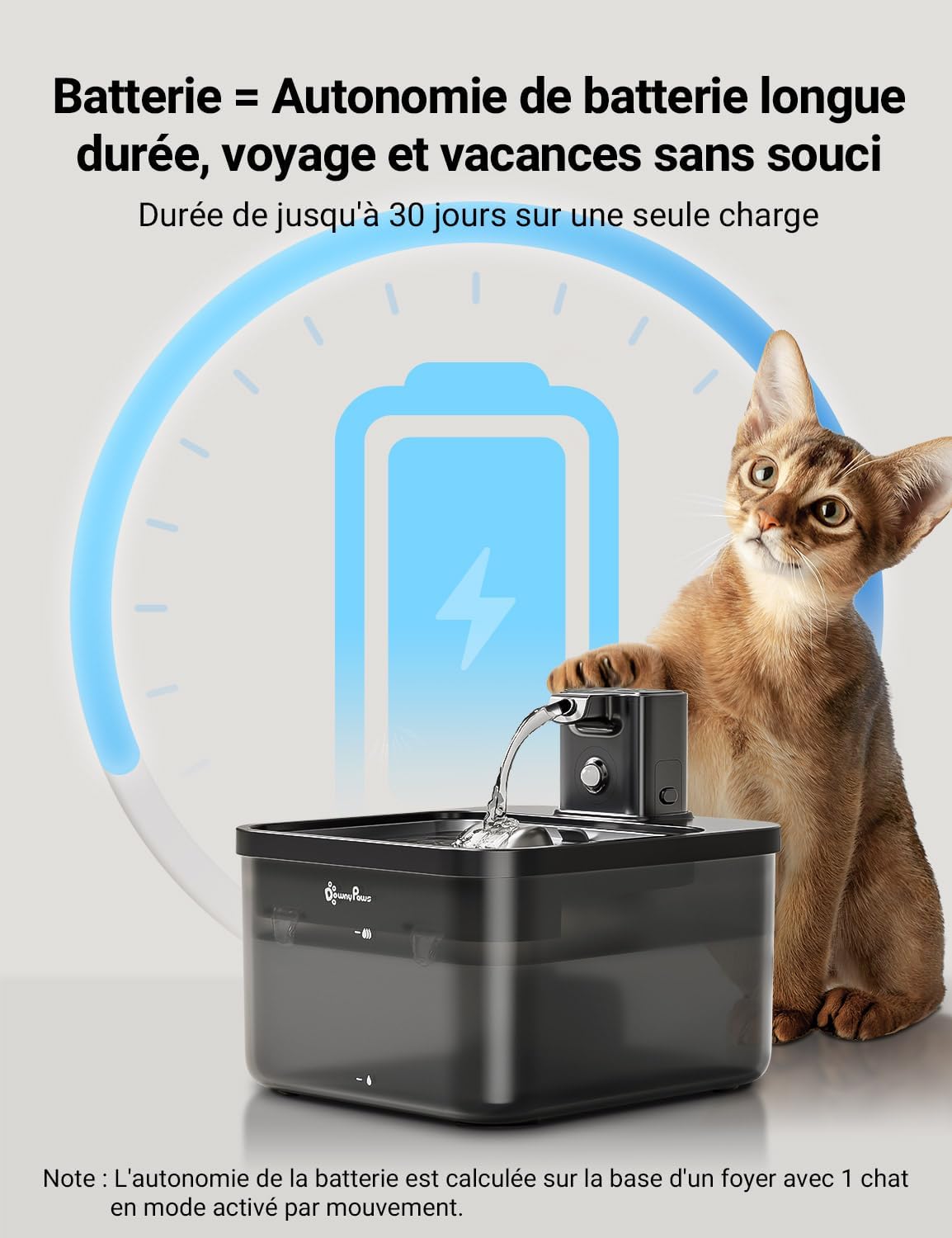 Fontaine à eau chat sans fil design moderne et facile à nettoyer
