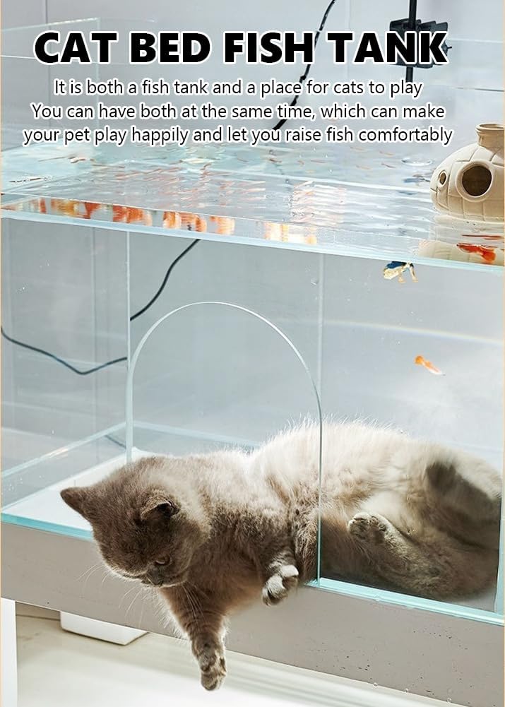 Socle en bois massif pour aquarium de chat moderne