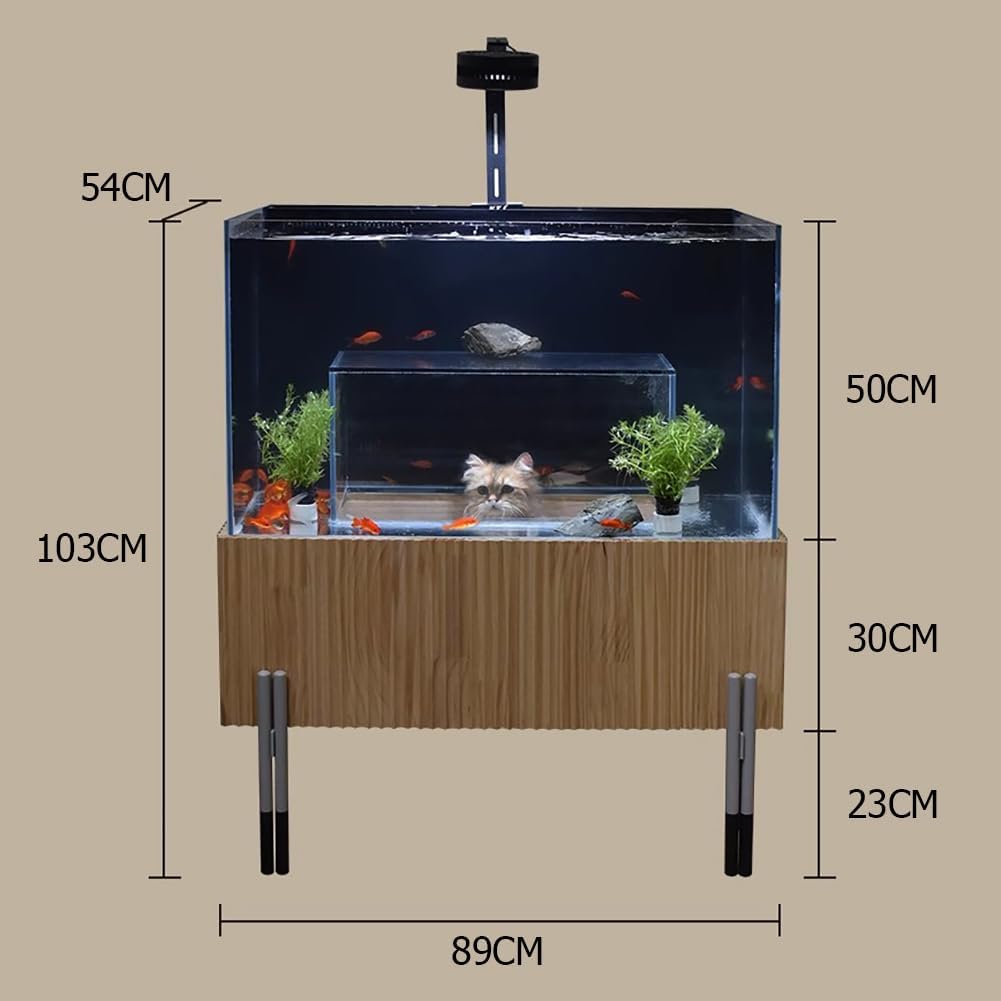 Aquarium avec base robuste, filtration, et lumière intégrée animaux
