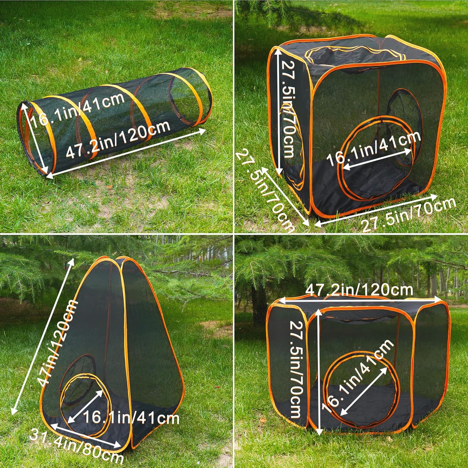 Cadre acier solide et tissu Oxford imperméable pour parc d’extérieur chat