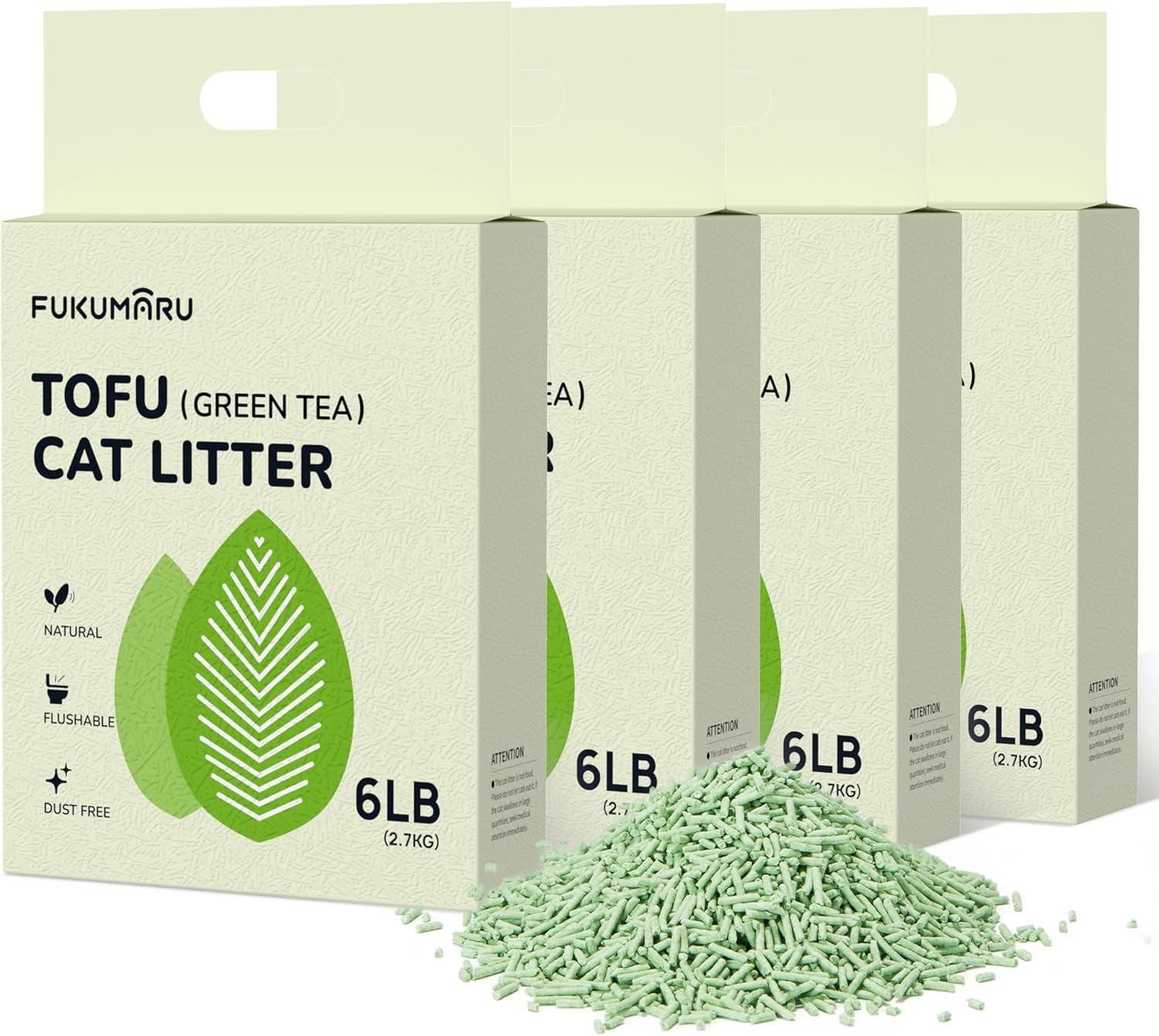 Sac de litière pour chat FUKUMARU en tofu 10,8 kg avec emballage vert