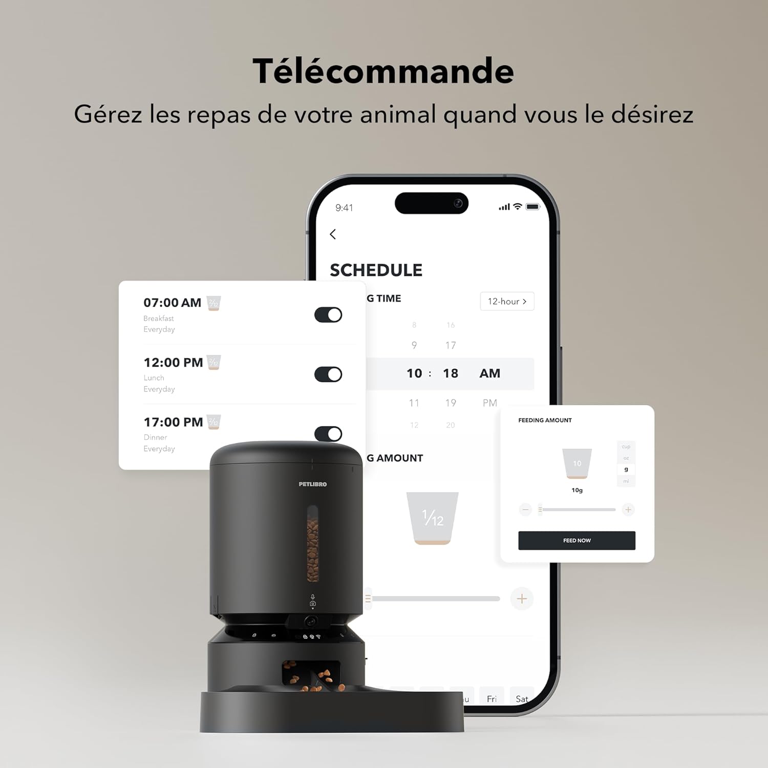 Notification d’alerte de niveau faible de croquettes sur l’application mobile PETLIBRO.