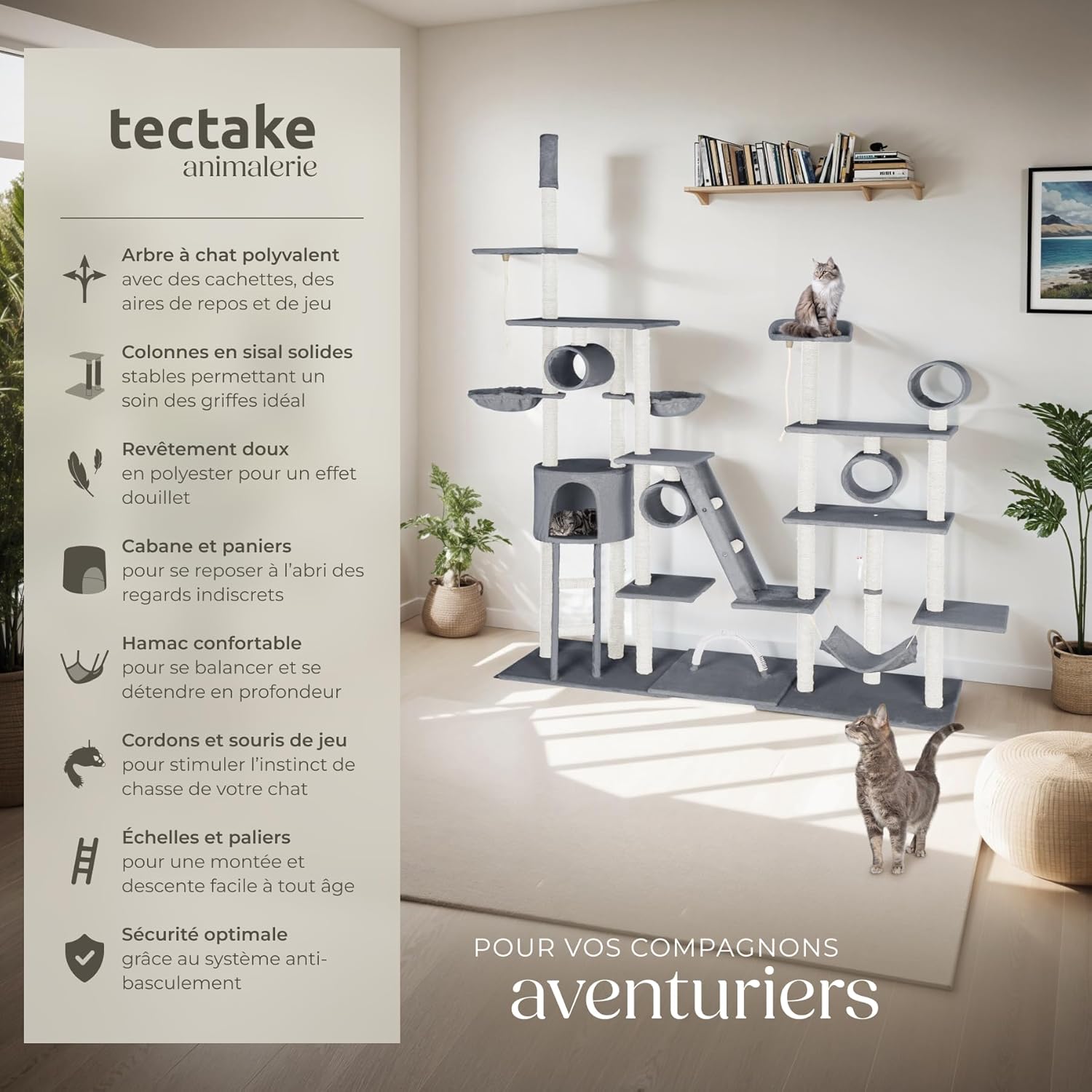 L’arbre Tectake® dans un appartement, souvenir de montage facile.