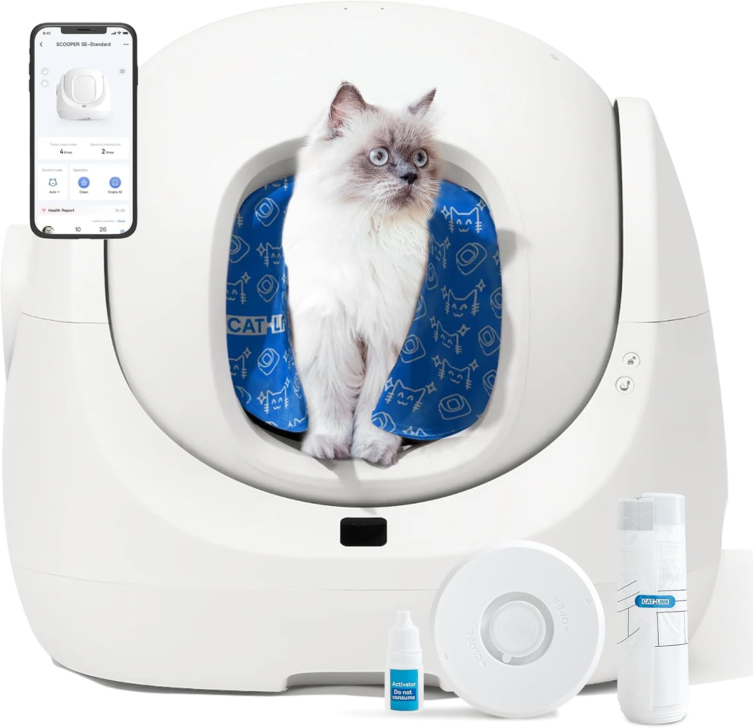 litière intelligent. - chat dans la litière autonettoyante