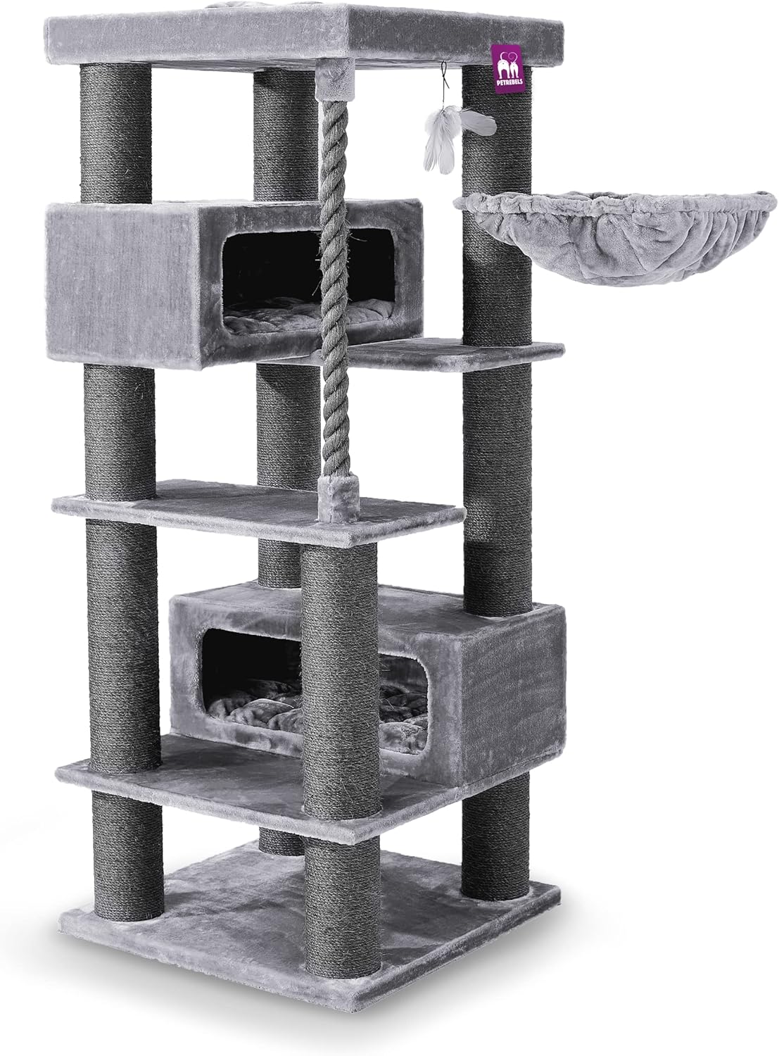 Arbre à chat XXL Turnpike 190 Petrebels monté dans un salon moderne.
