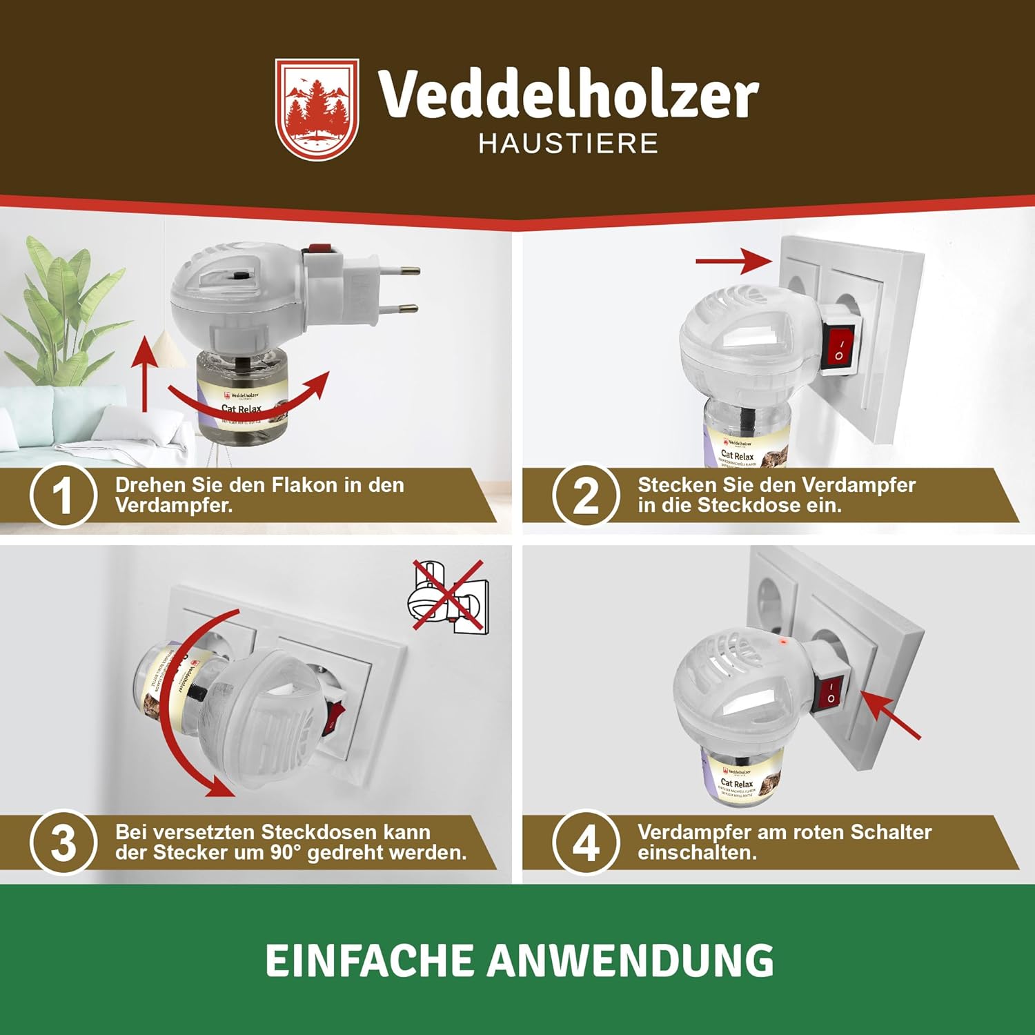 Diffuseur électrique Veddelholzer pour bien-être félin apaisé