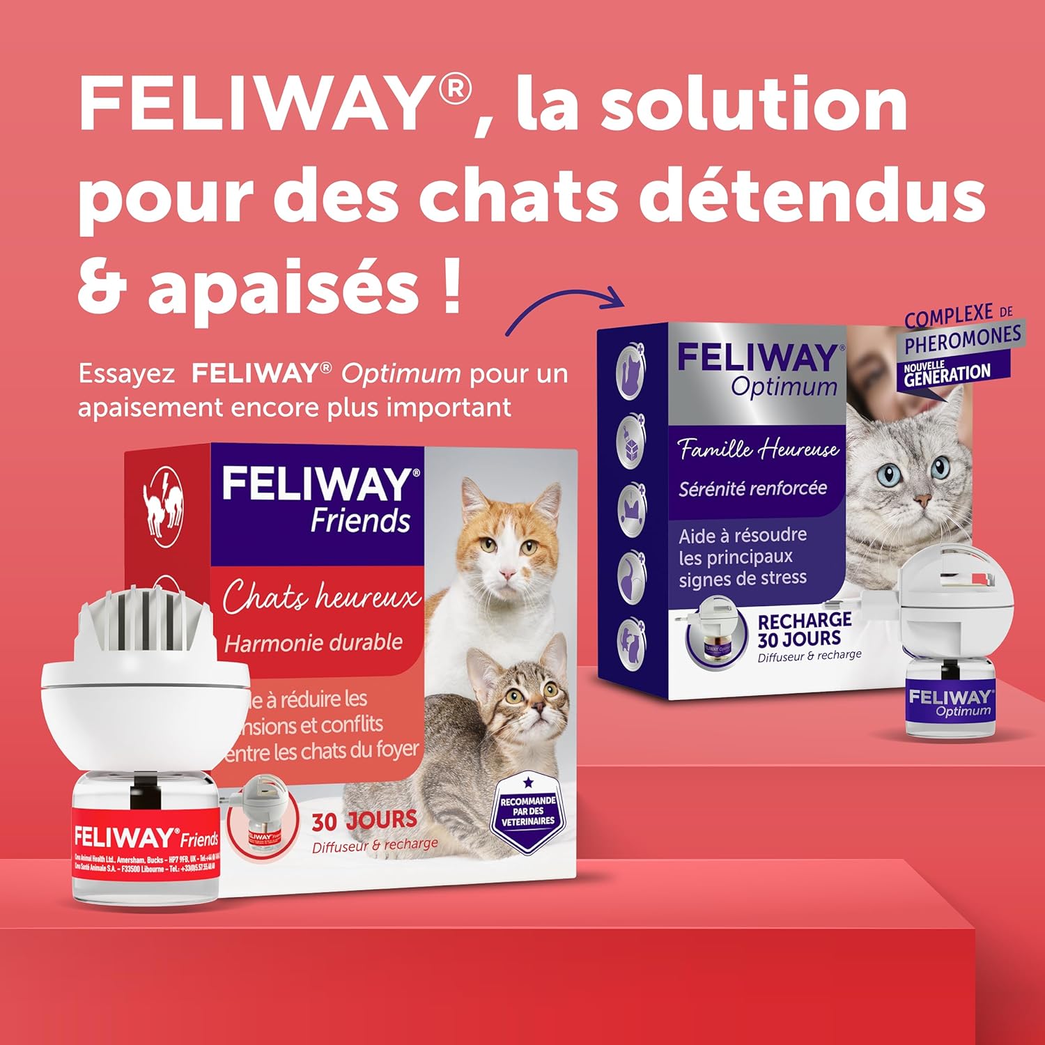 Packaging complet du kit FELIWAY Friends avec diffuseur et recharge