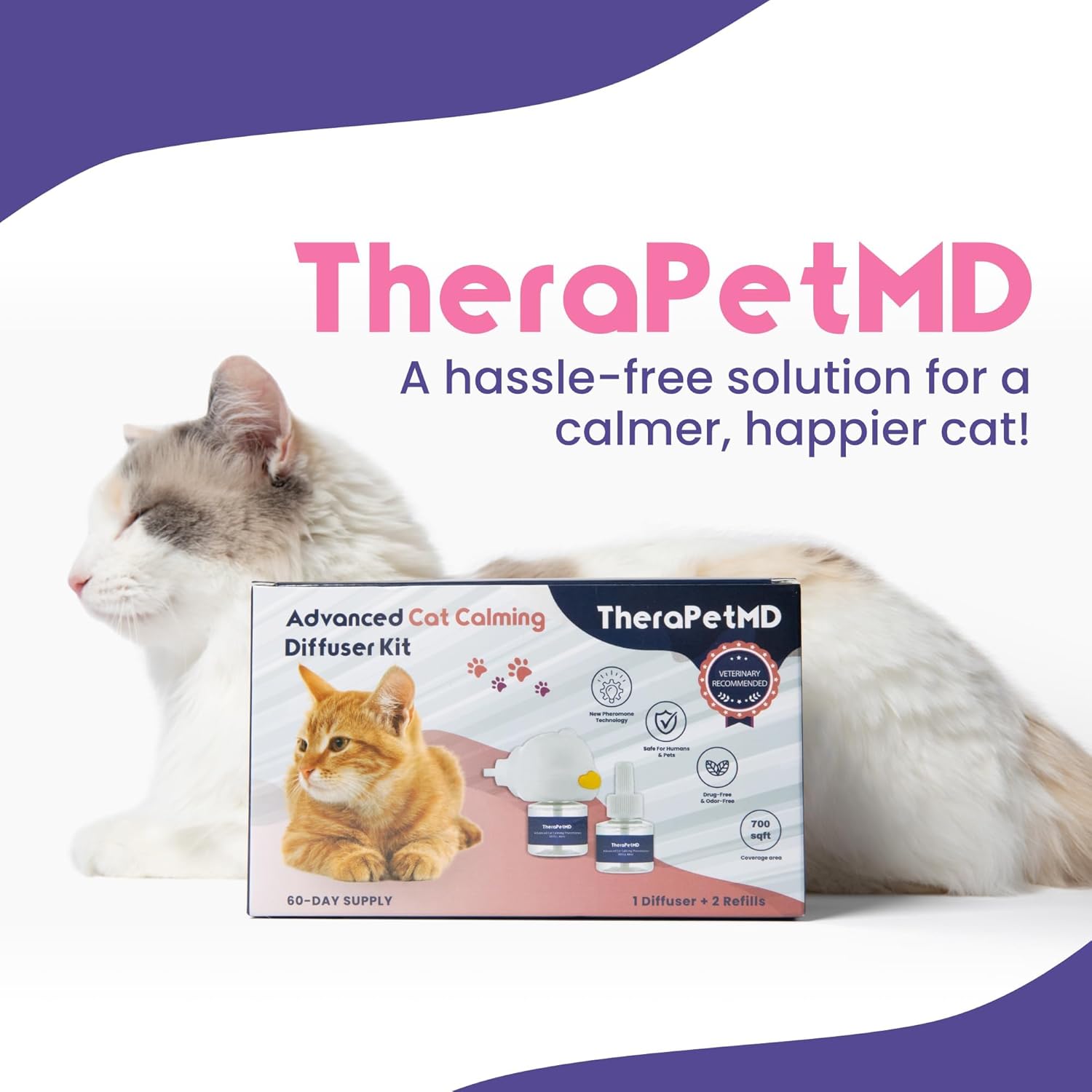 Installation facile du diffuseur de phéromones pour chat, pièce de vie, sans odeur