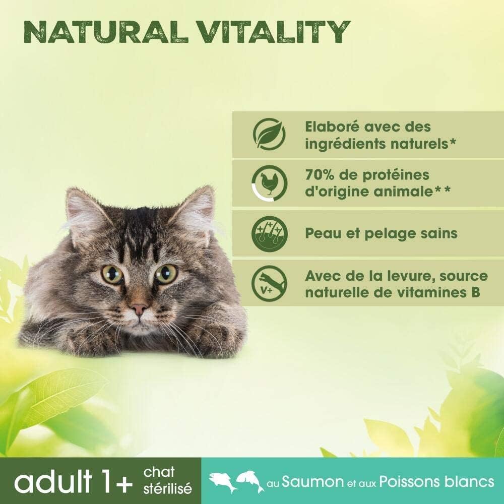 Sacs pratiques croquettes naturelles chat stérilisé saumon poissons