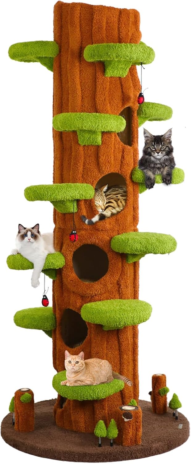 Chat explorant l’arbre à chat Couner 230 cm avec plateforme et grotte