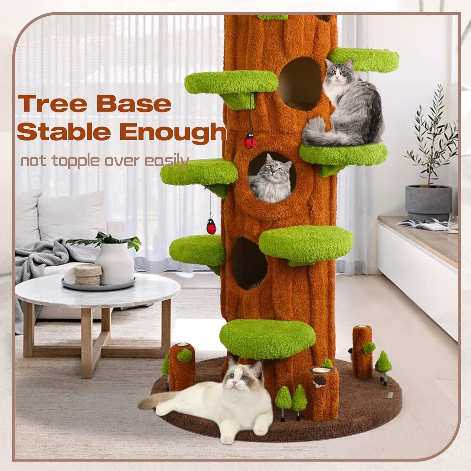Meuble arbre à chat à niche multi-niveaux avec tapis à griffer amovible