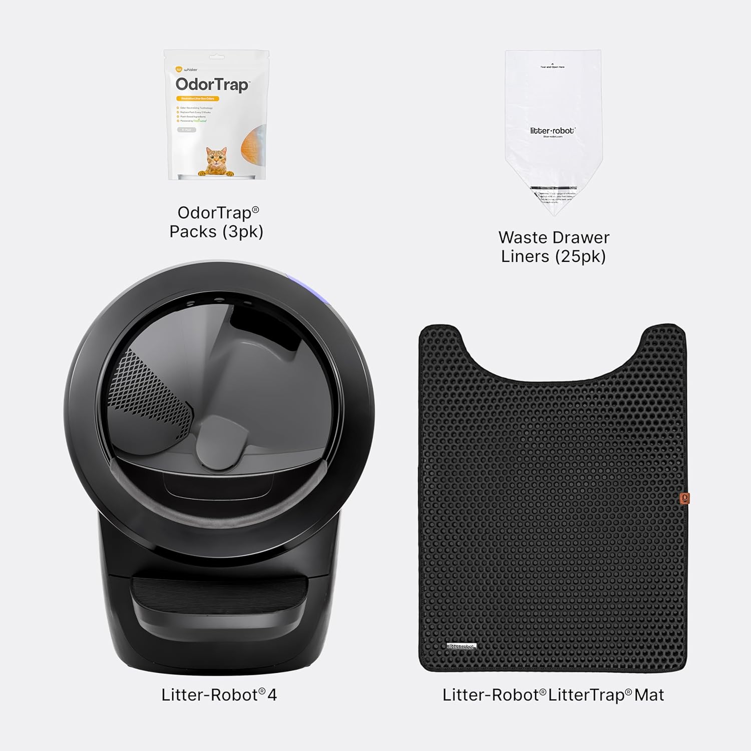 Litter-Robot 4 noir avec tiroir de déchets amovible et facile à vider
