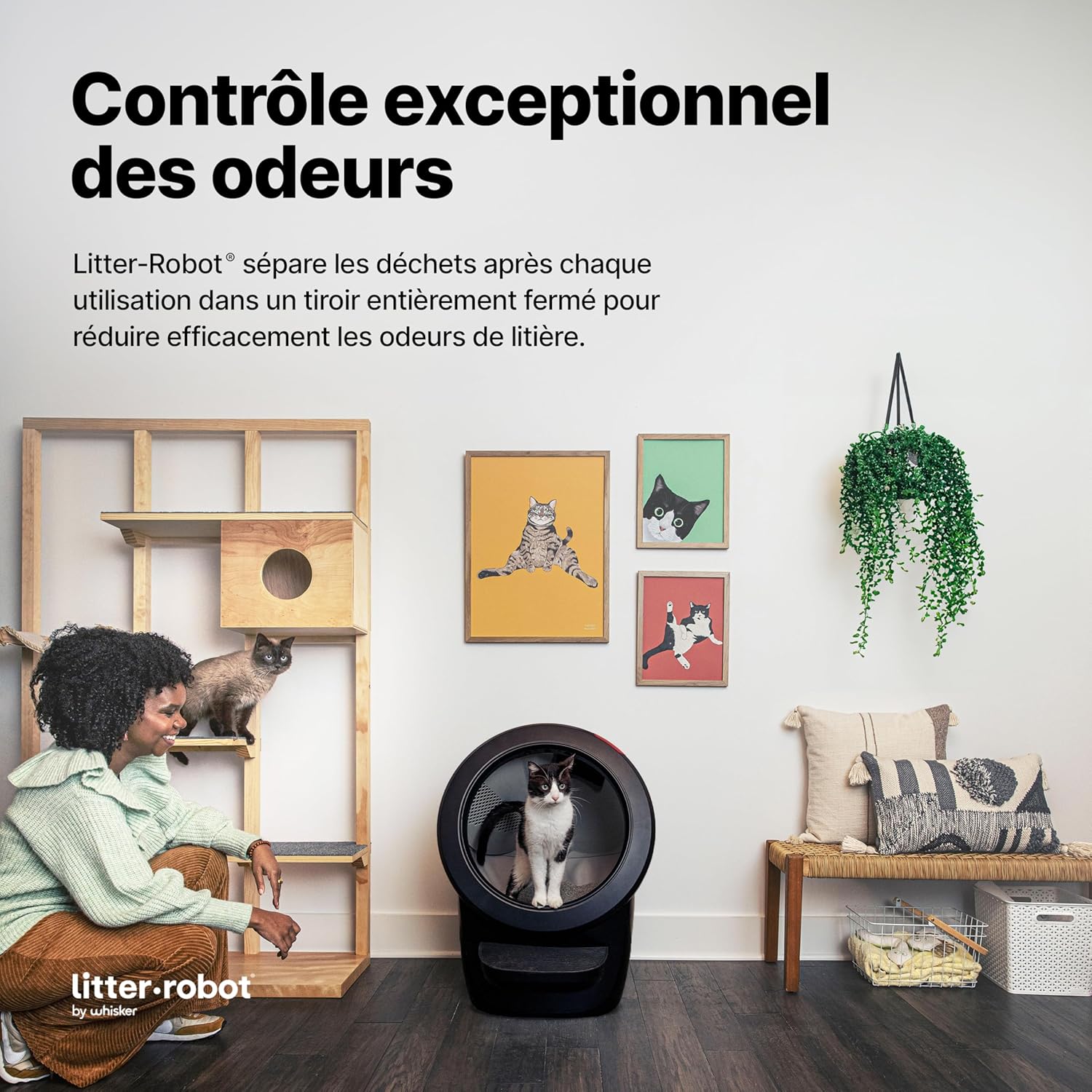 Bac à litière autonettoyant Whisker équipé du système breveté de tamisage des déchets
