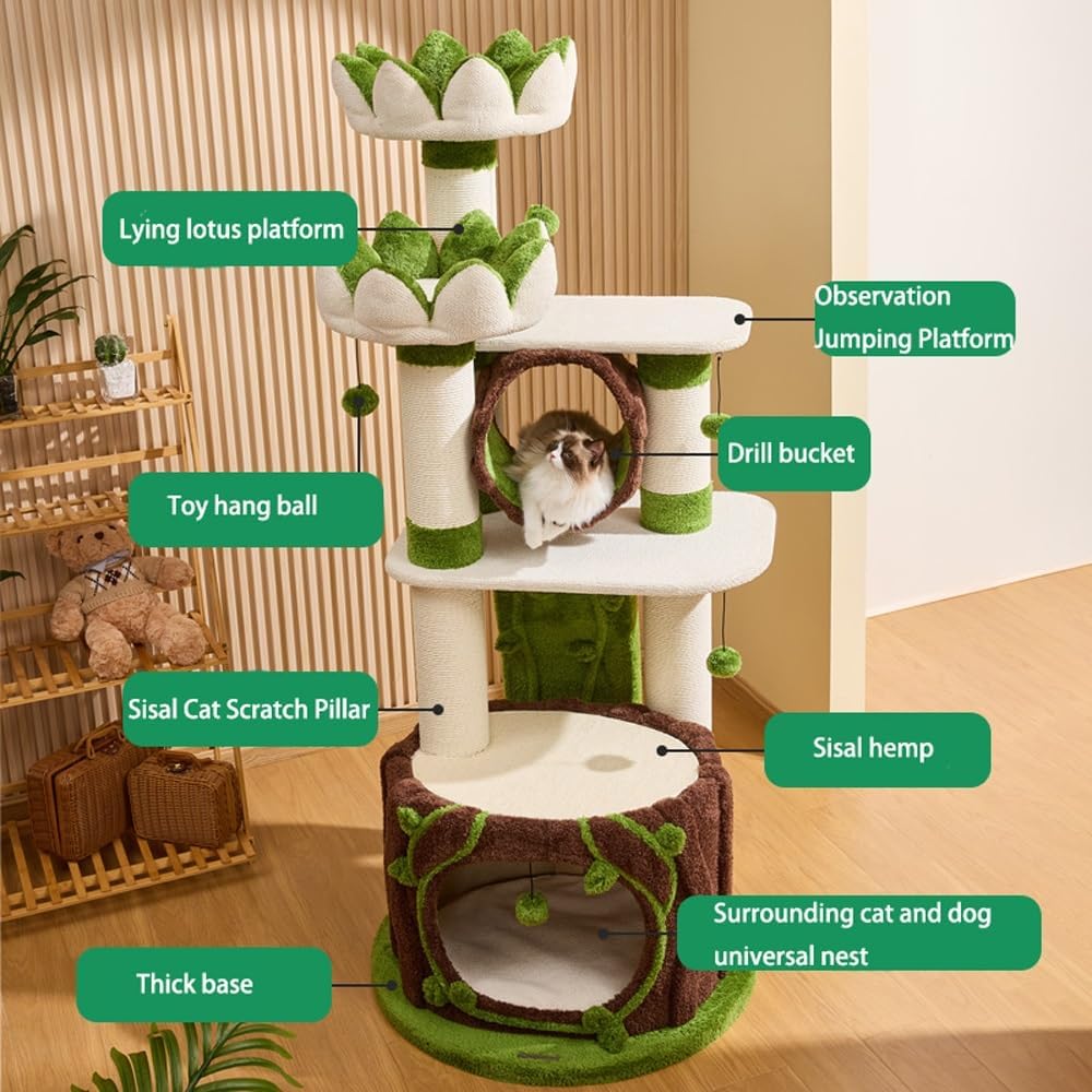 Plateforme douillette de l’arbre à chat YIORYO pour sieste et observation fenêtre