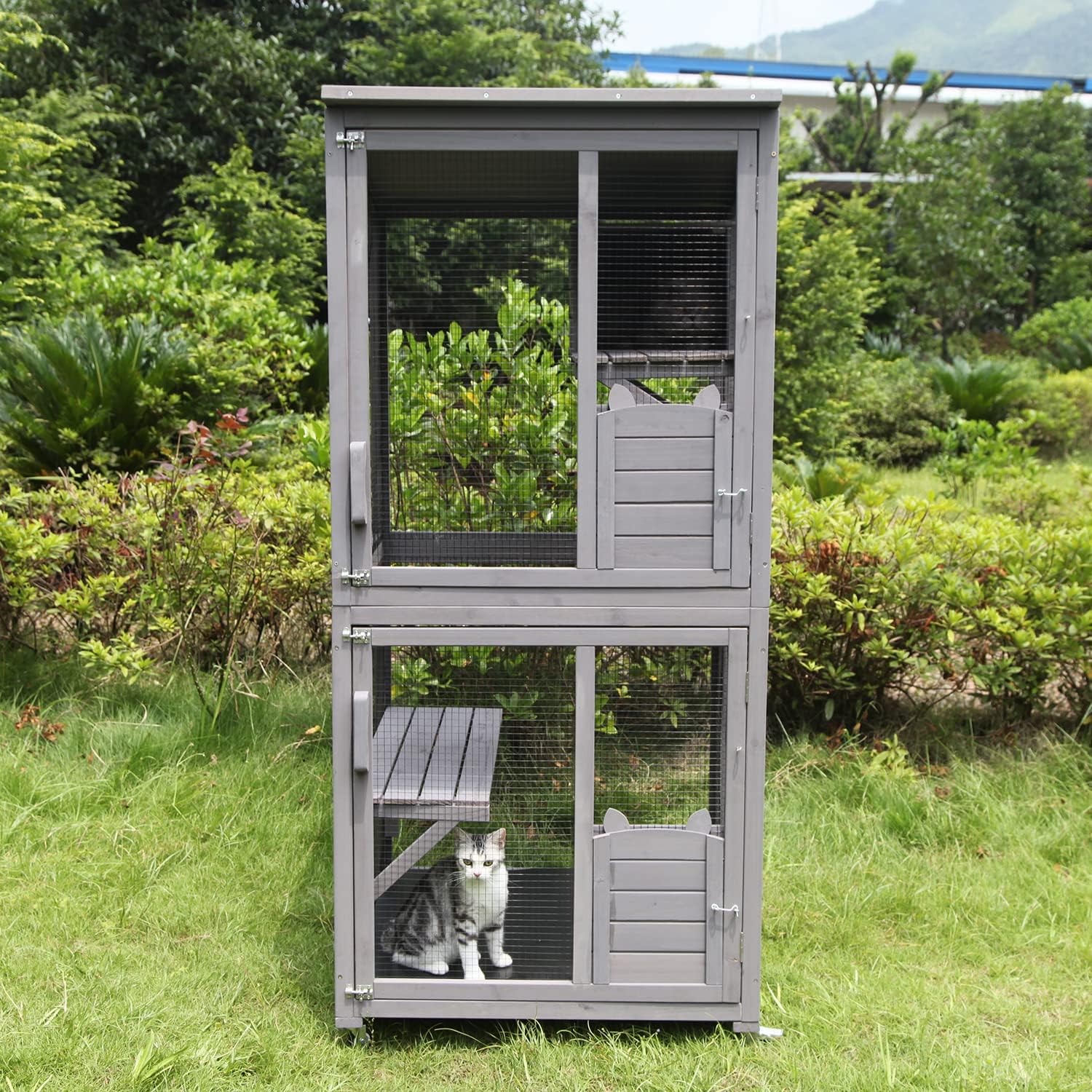 Enclos à chat extérieur bois XXL sécurisé et mobile