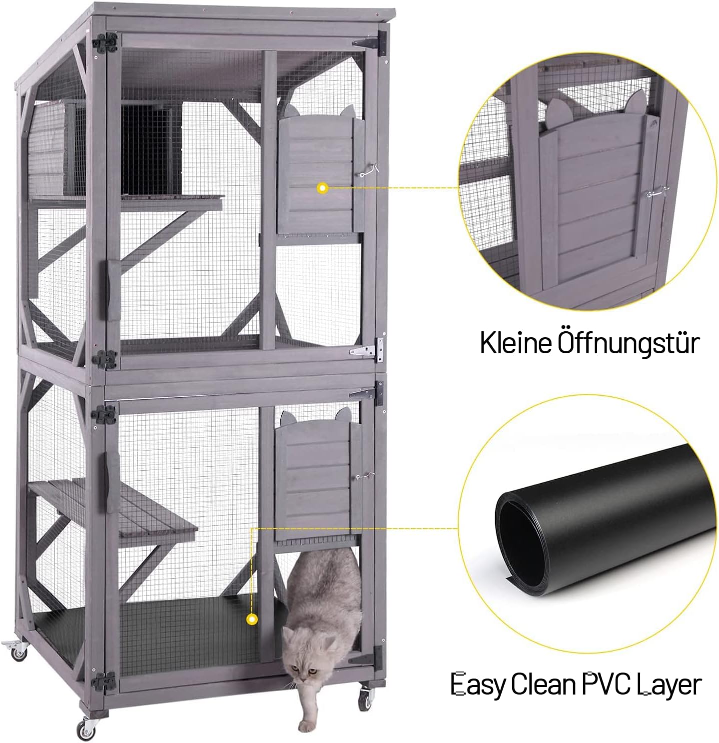 Cage Catio sur roulettes grand espace design moderne