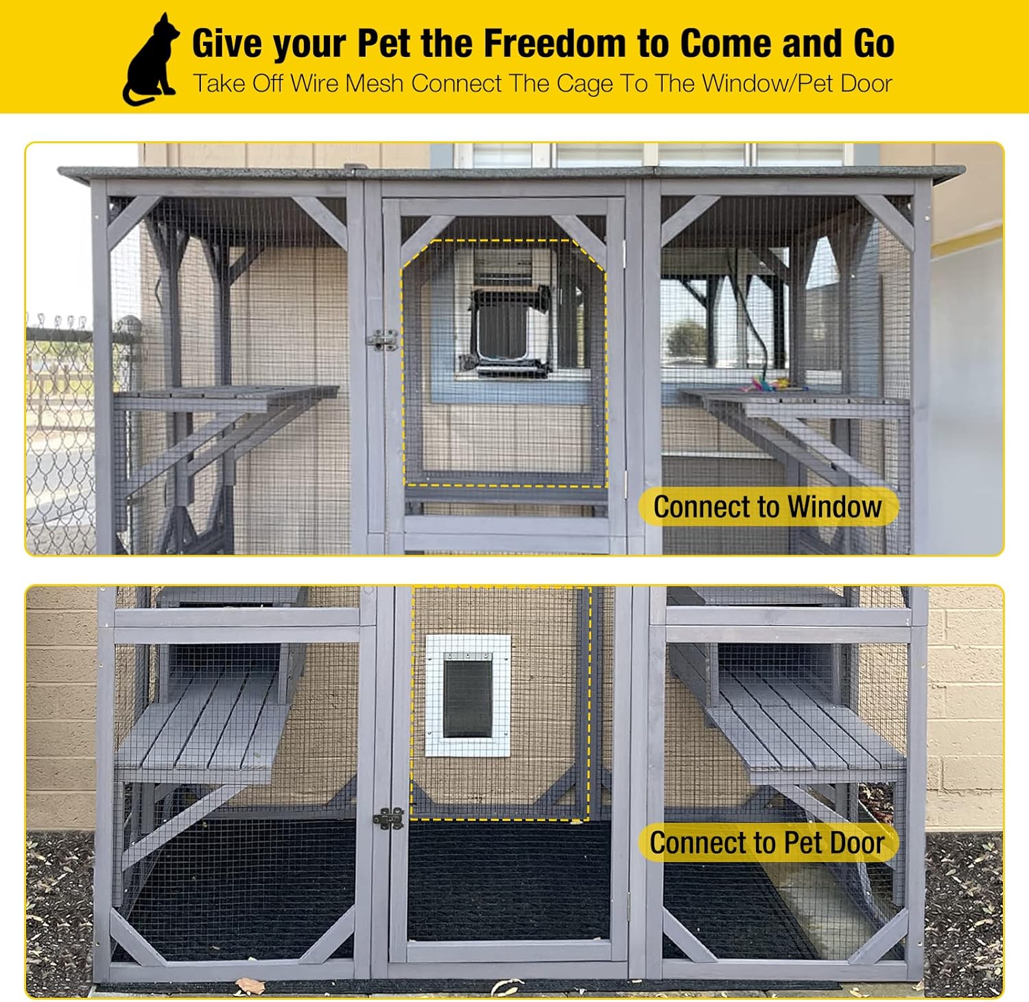 Grande porte d’entrée pour accès facile au catio