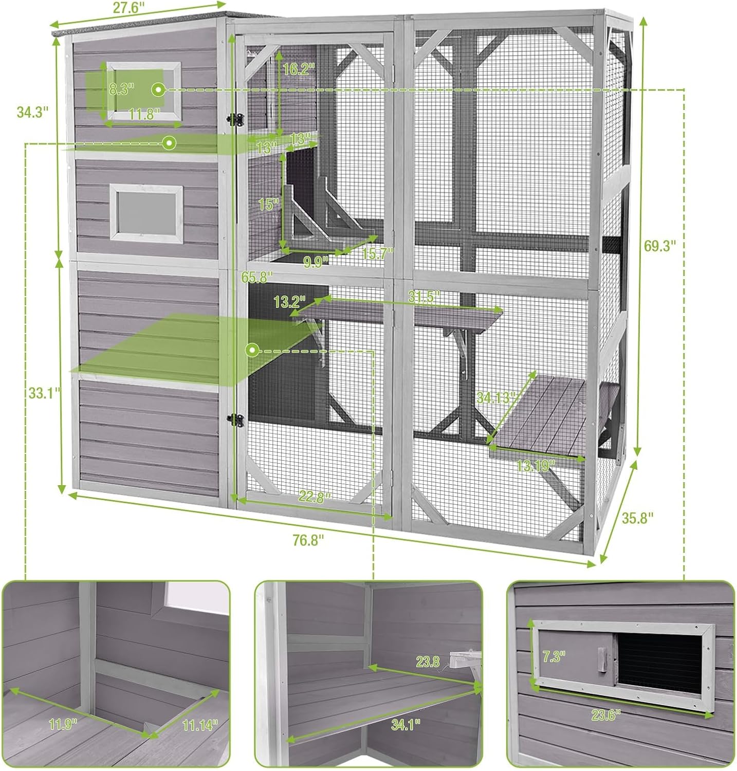 Maison en bois pour chats grande capacité et multi-niveaux