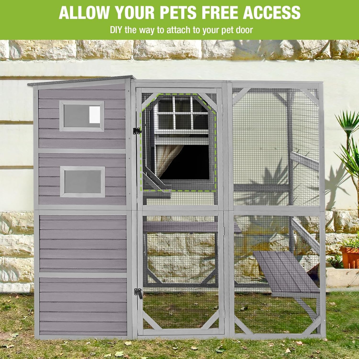 Maison pour chat extérieur avec fenêtres acryliques