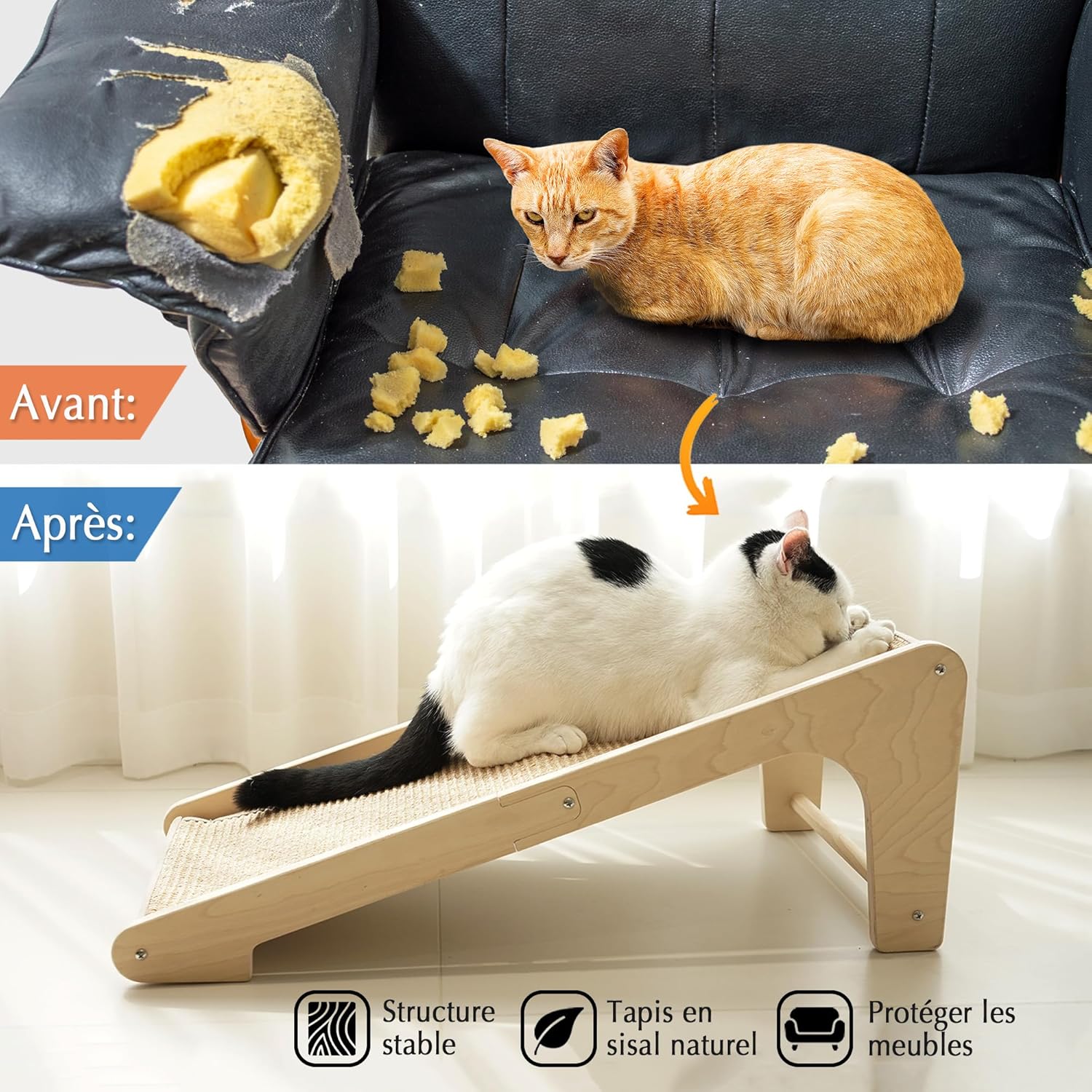 Griffoir résistant en sisal naturel pour entretenir les griffes du chat