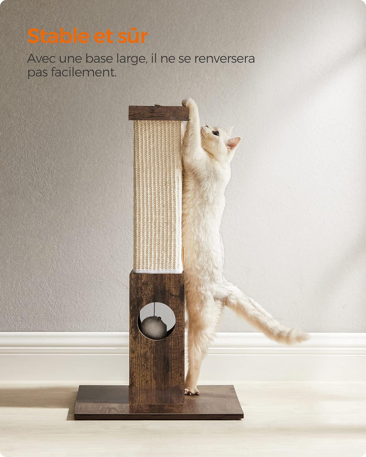 griffoir chat robuste sisal marron rustique 73 cm
