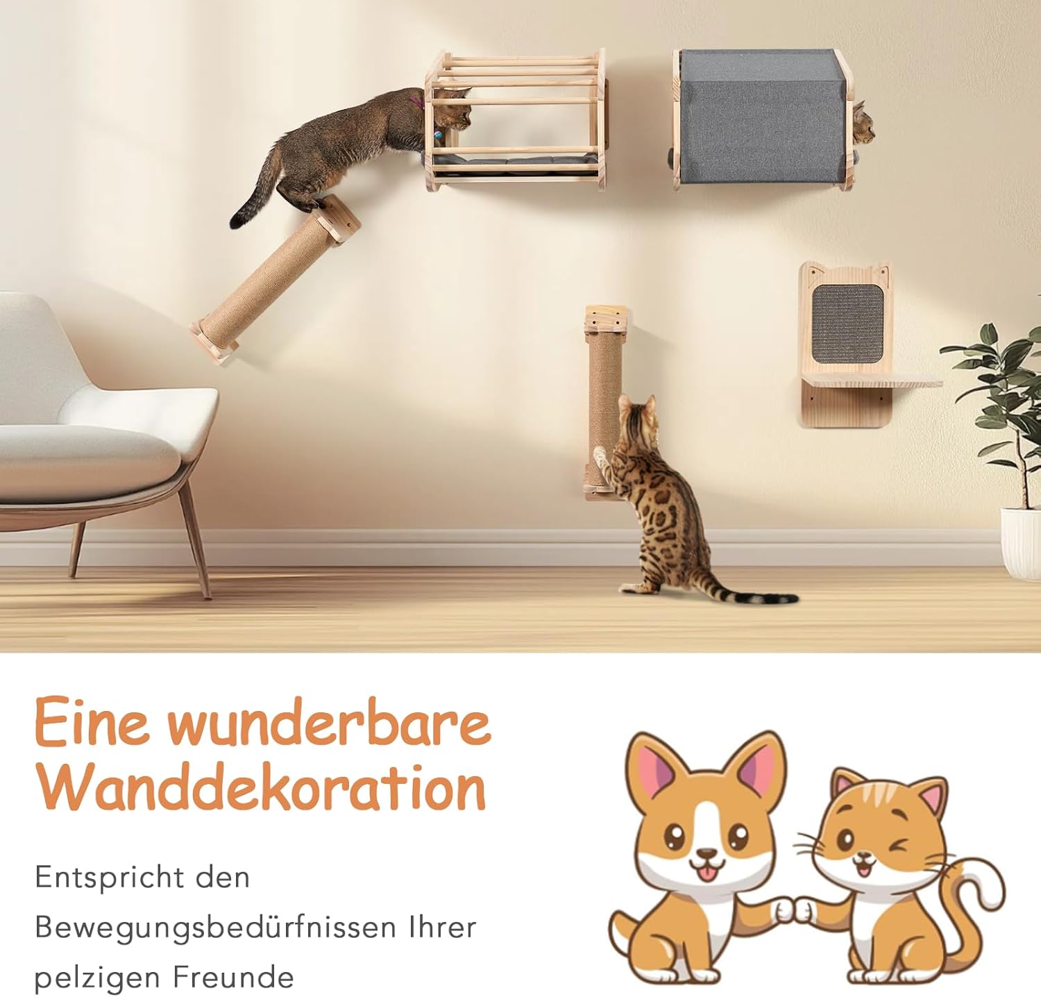 lit mural pour chat avec coussin amovible lavable