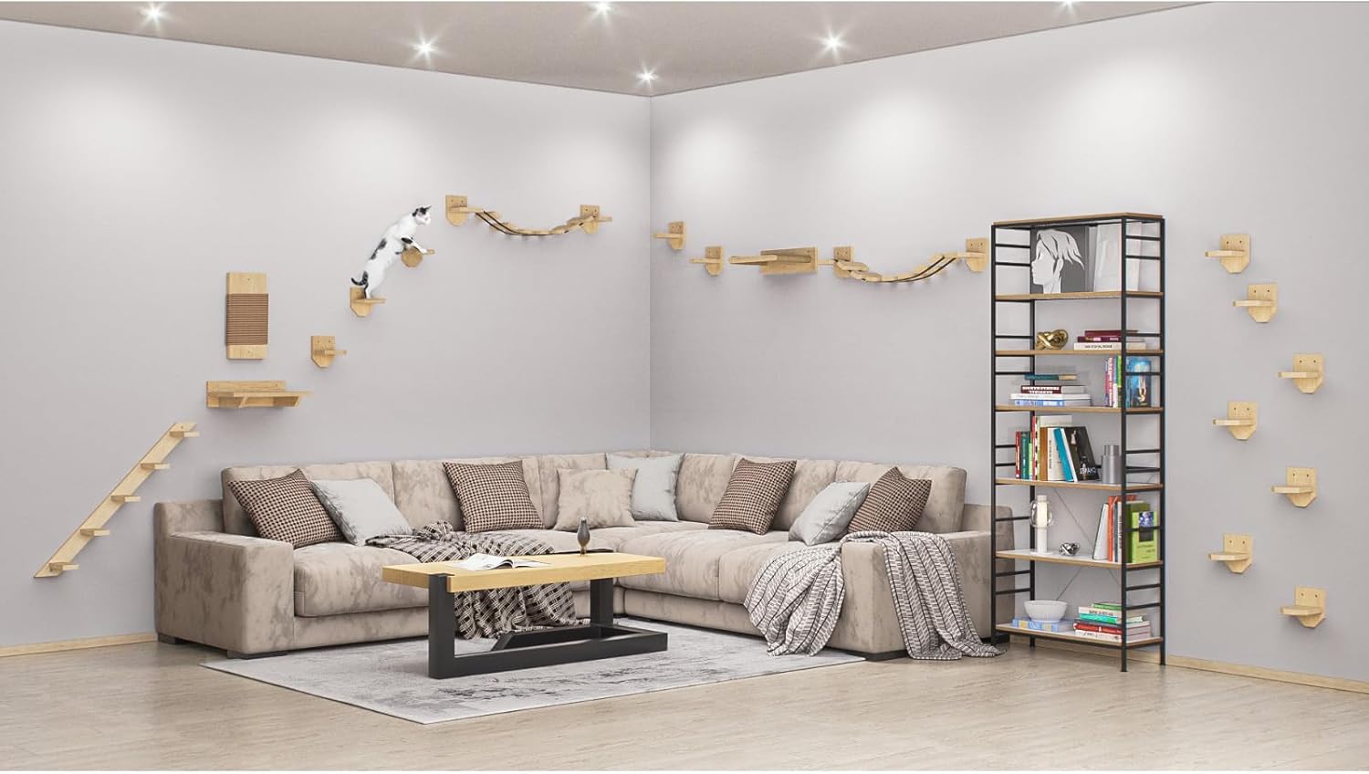 Parcours mural pour chat, stimulation physique et mentale