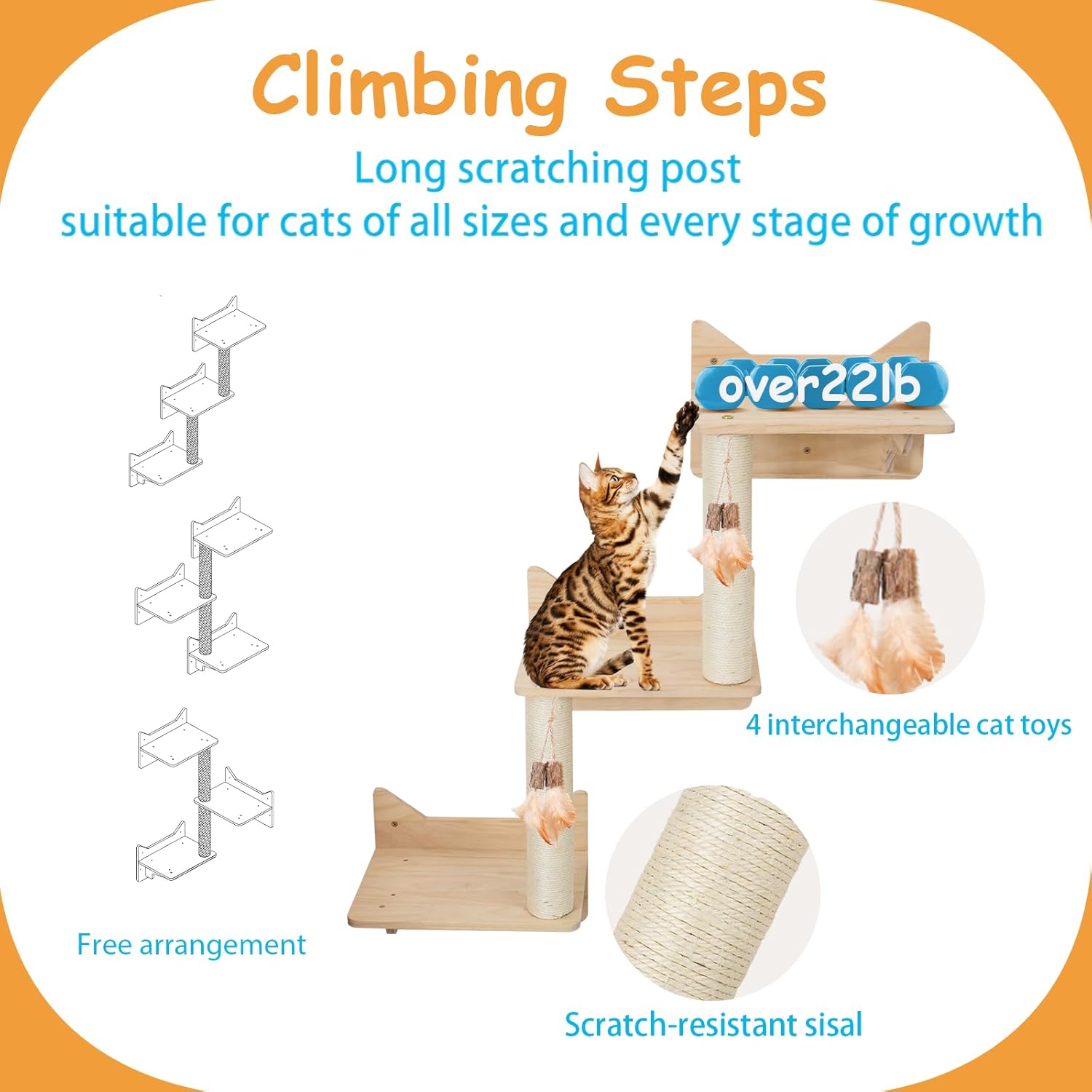 Parcours mural MIUZMORE pour chat actif et joueur