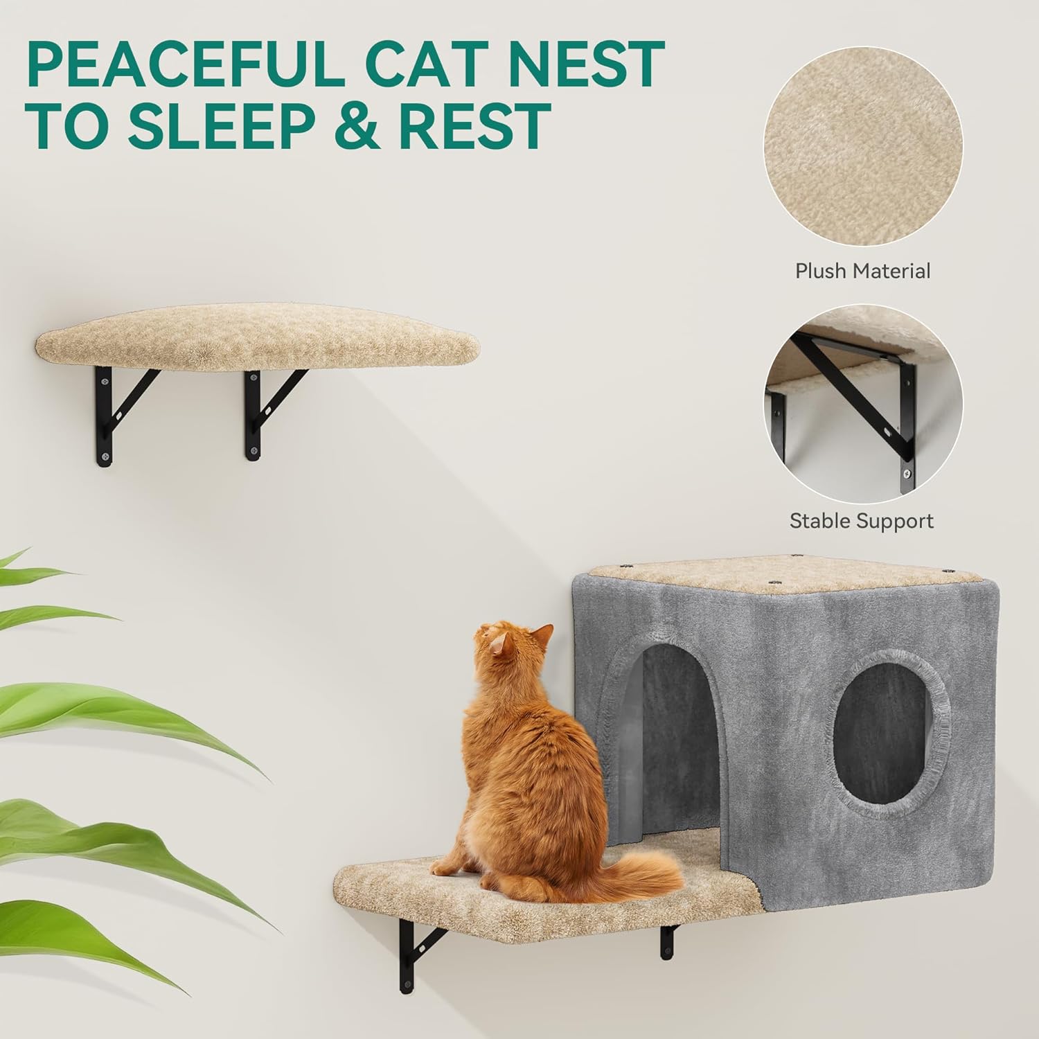 Maison murale pour chat avec coussin doux lavable
