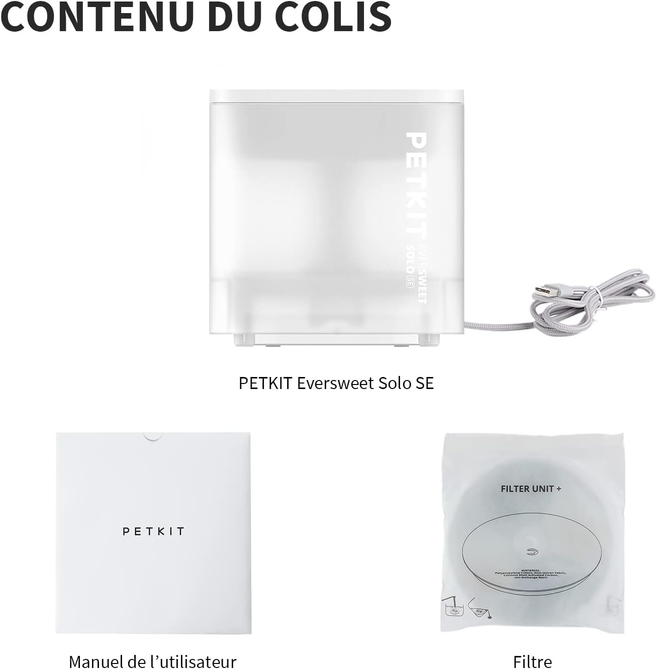 Fontaine à eau PETKIT CYBERTAIL blanche pour chats avec pompe silencieuse
